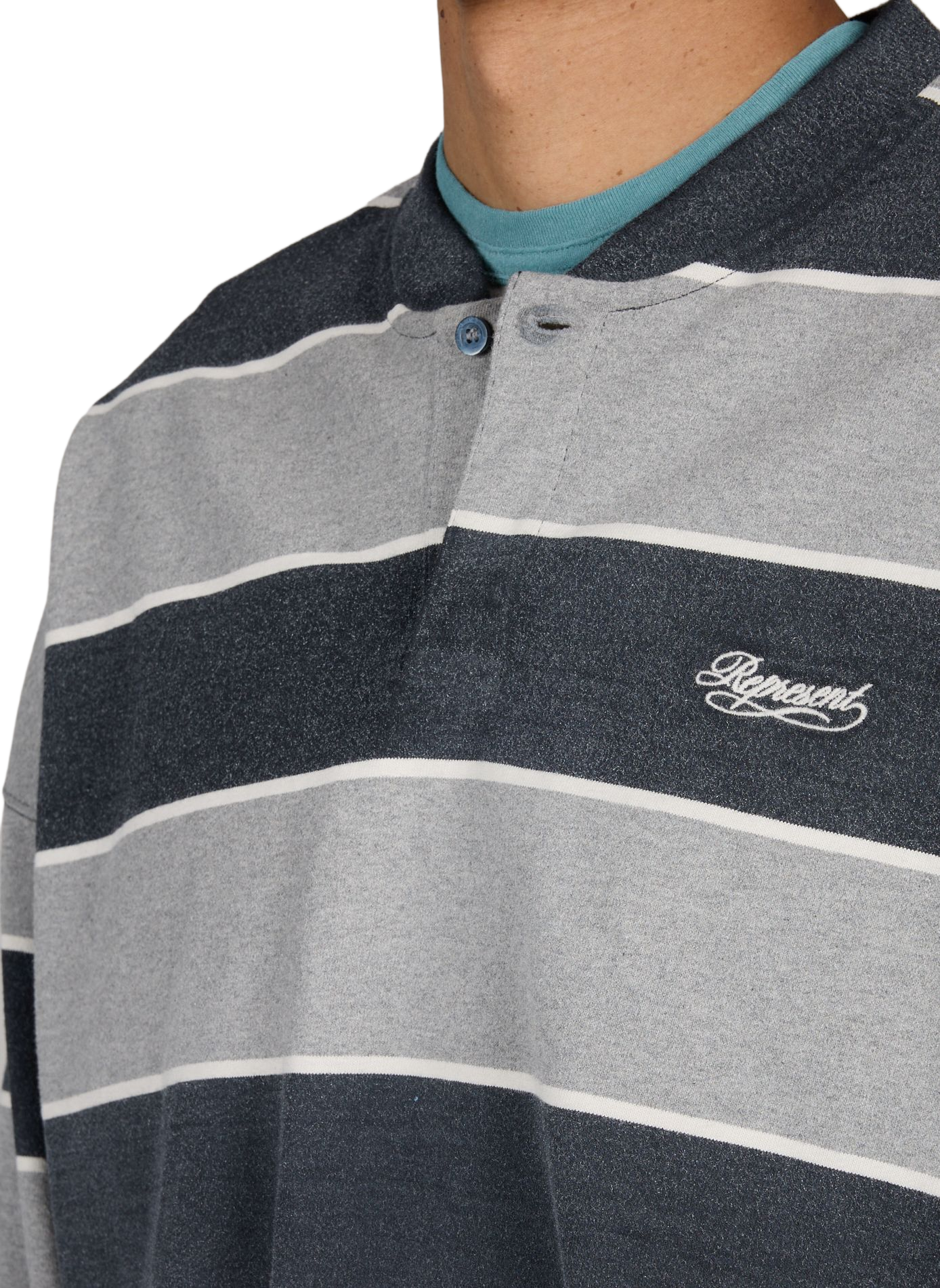 Round neck striped buttoned sweatshirt REPRESENT Black