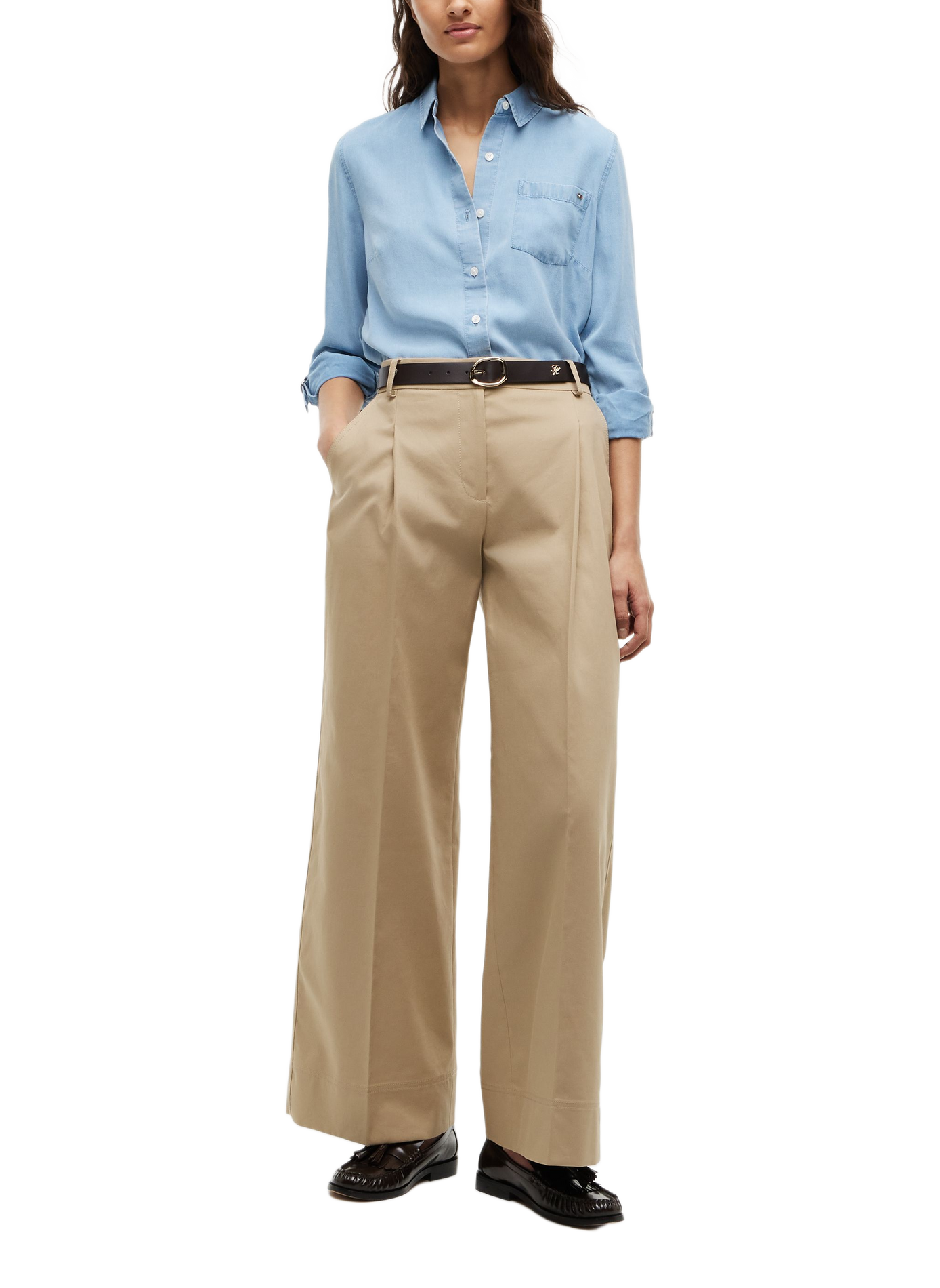Pantalon chino ample en coton TOMMY HILFIGER Beige