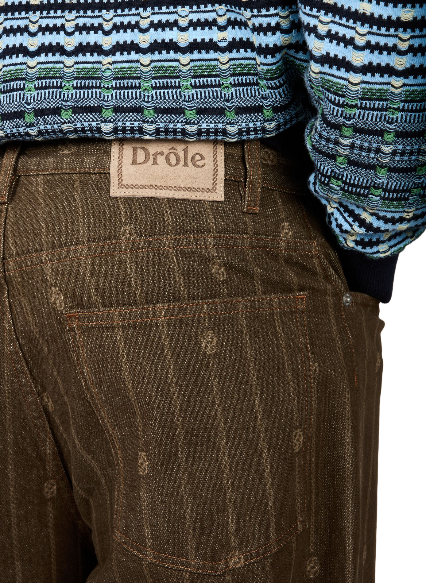 Jean baggy Monogramme en coton DROLE DE MONSIEUR Marron