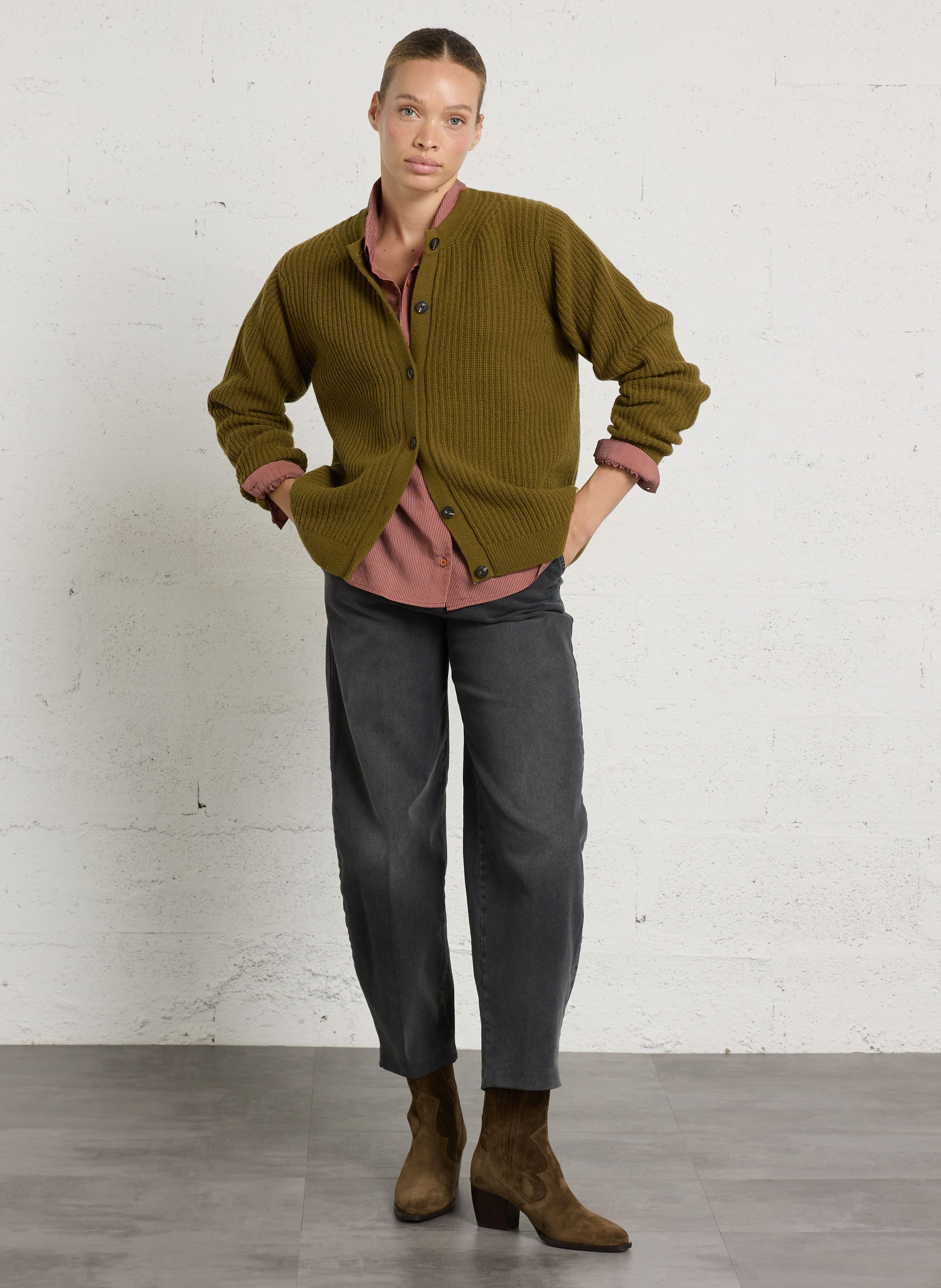 Gilet droit en maille en laine mélangée heritage ARMOR-LUX Vert