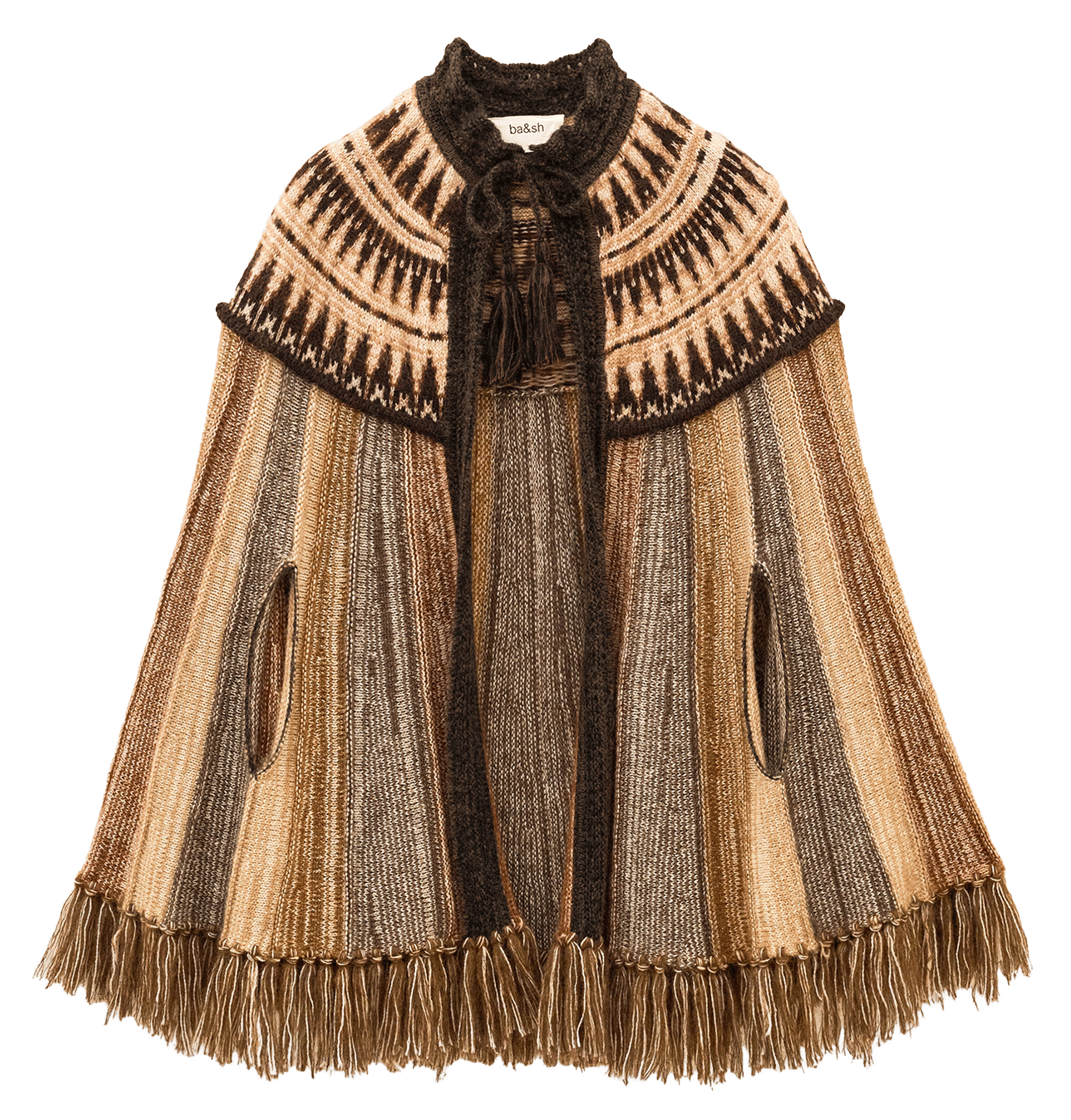 Poncho ample en laine mélangée prato BA&SH Marron