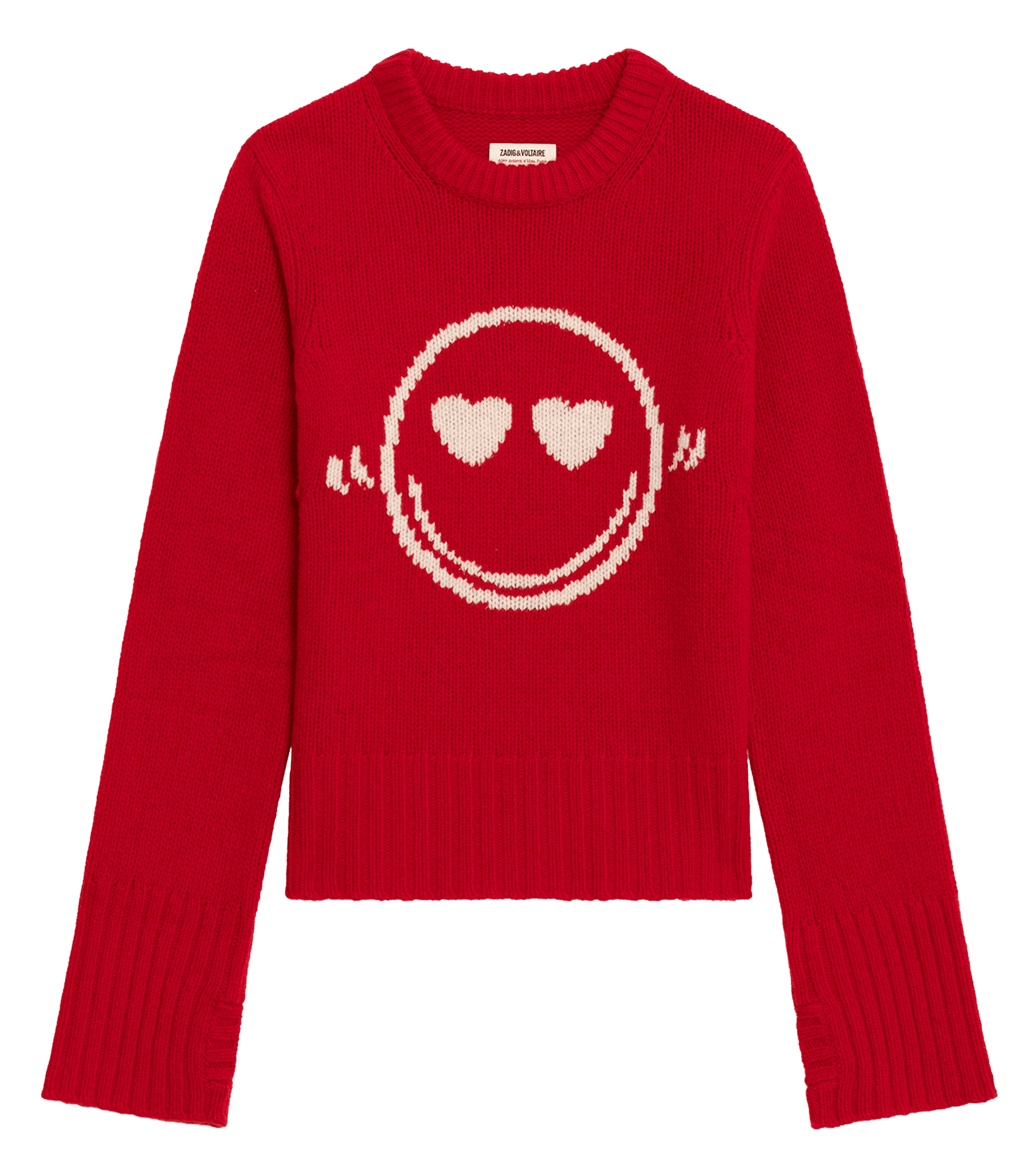 Pull col rond droit imprimé en laine malty ZADIG&VOLTAIRE Rouge