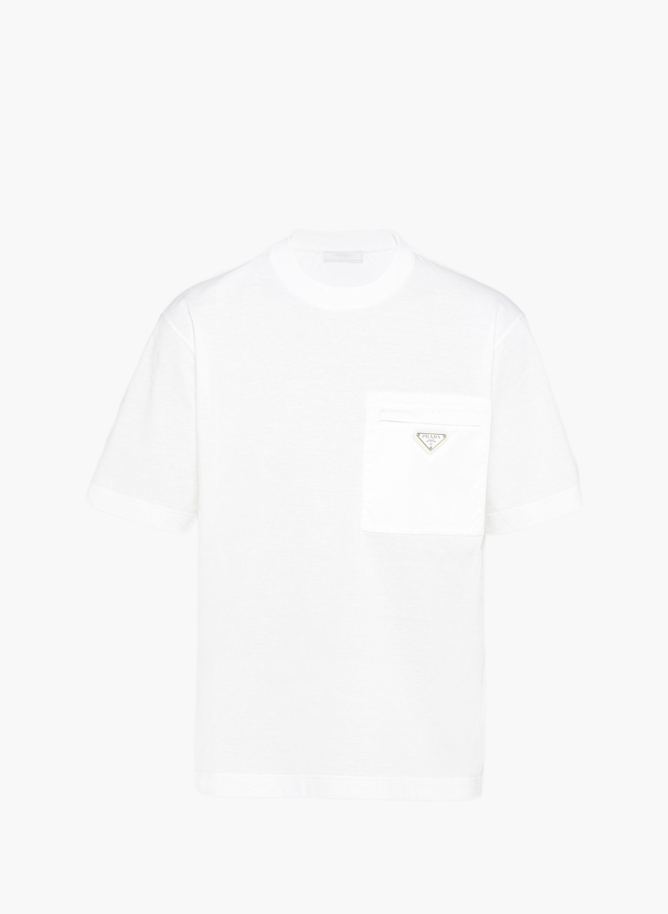 T-shirt en re-nylon et jersey PRADA Blanc