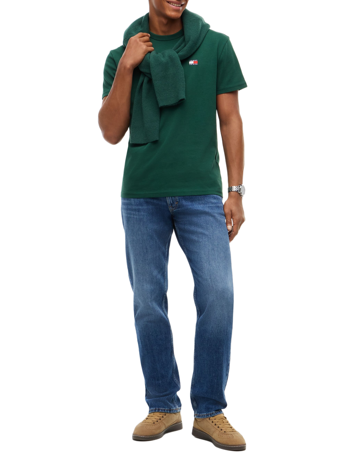Katoenen T-shirt | Groen TOMMY HILFIGER Heren