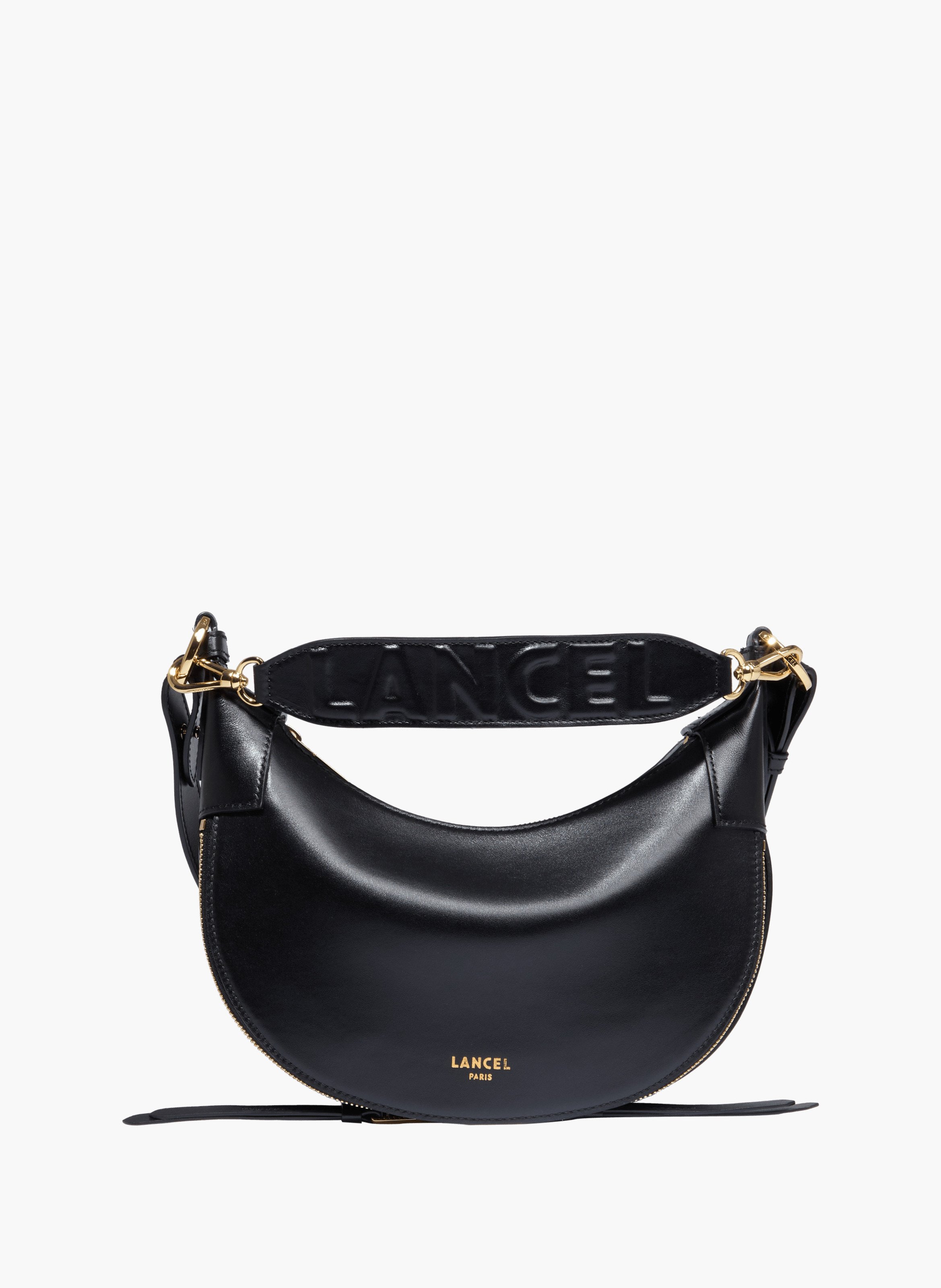 Sac hobo zippé s origami de lancel en cuir LANCEL Noir