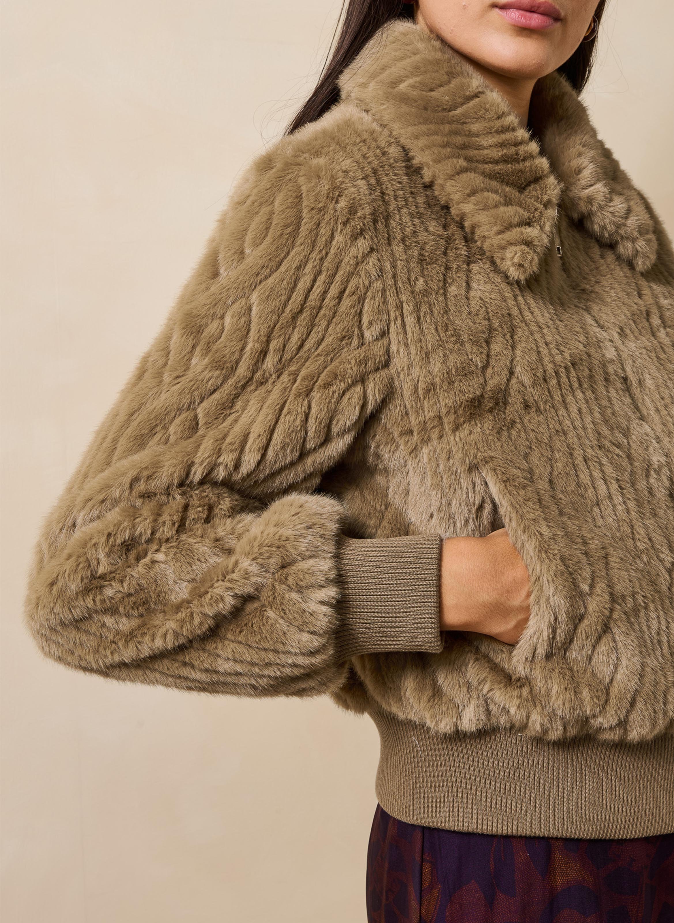 Korte jas met imitatiebont-effect LA FEE MARABOUTEE Bruin