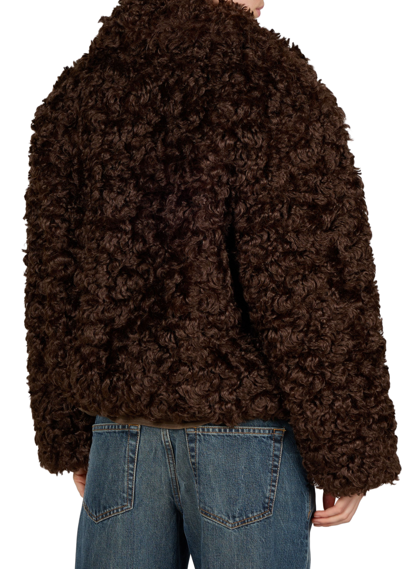 Straight faux fur jacket CLOSED Brown