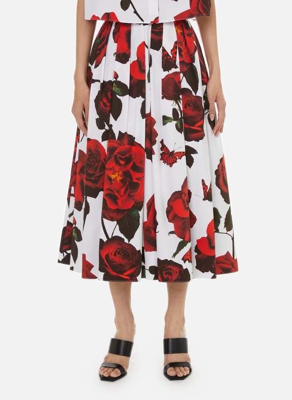 ALEXANDER MCQUEEN Pleated floral-print midi skirt Multicolour