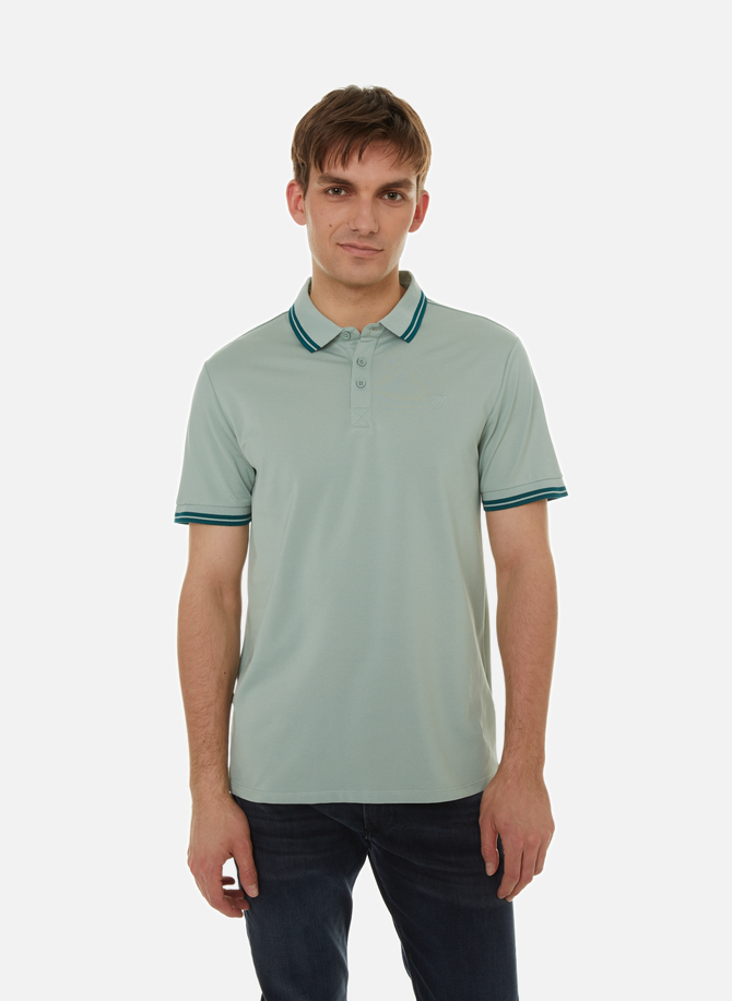 Plain Polo shirt with striped collar GUESS