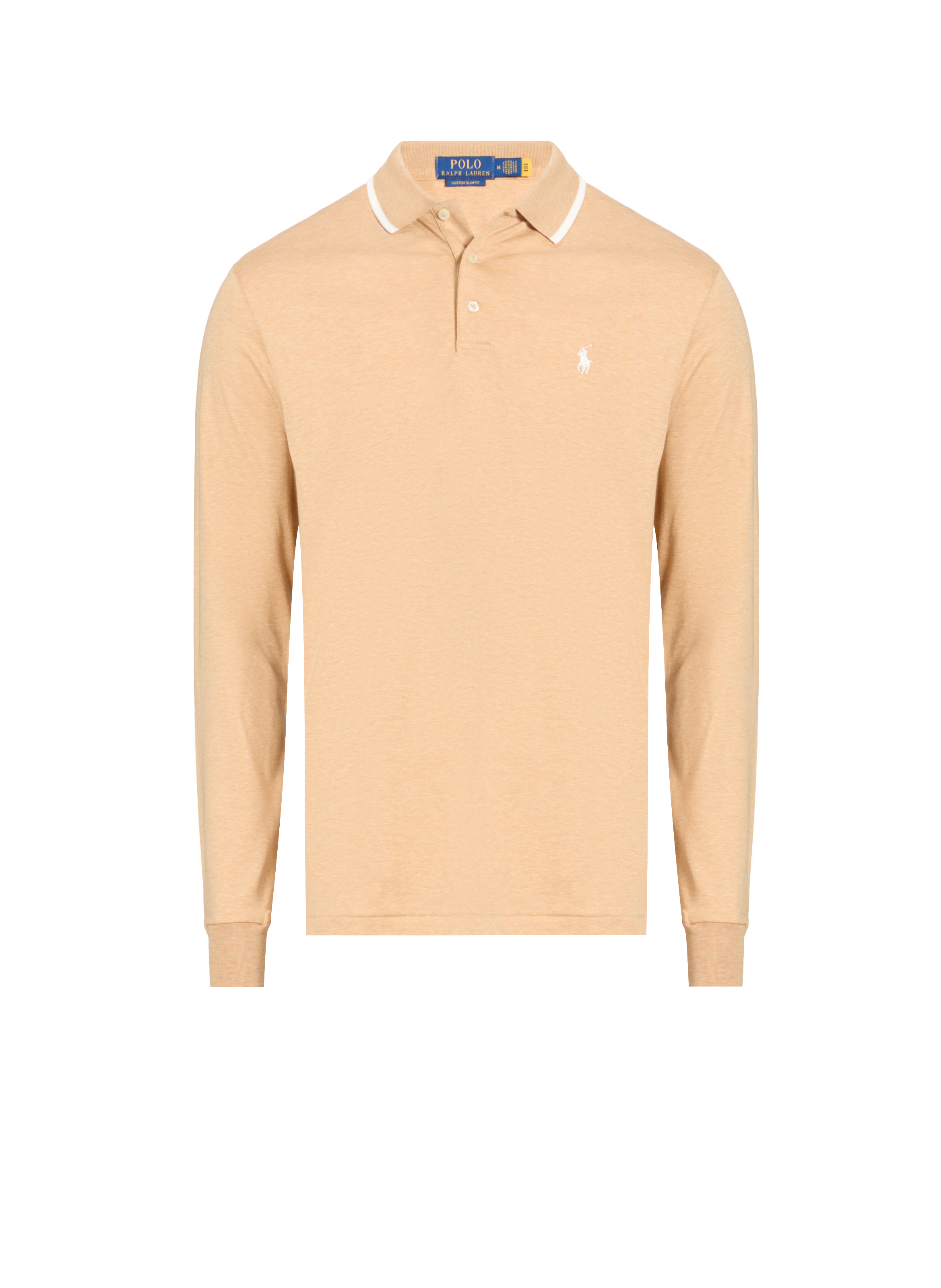 POLO RALPH LAUREN Slim-fit long-sleeved cotton polo shirt Beige