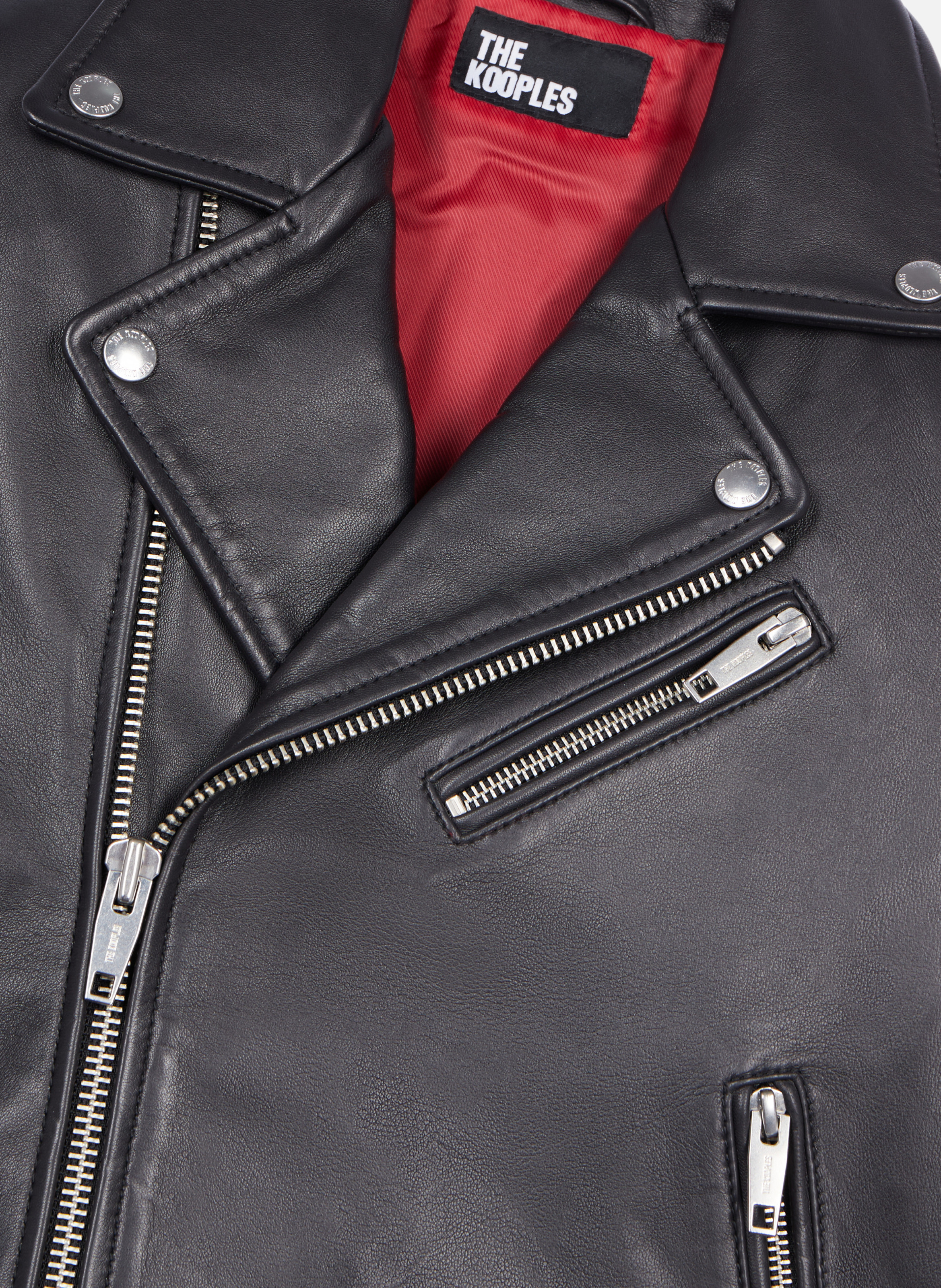 Blouson motard en cuir THE KOOPLES Noir