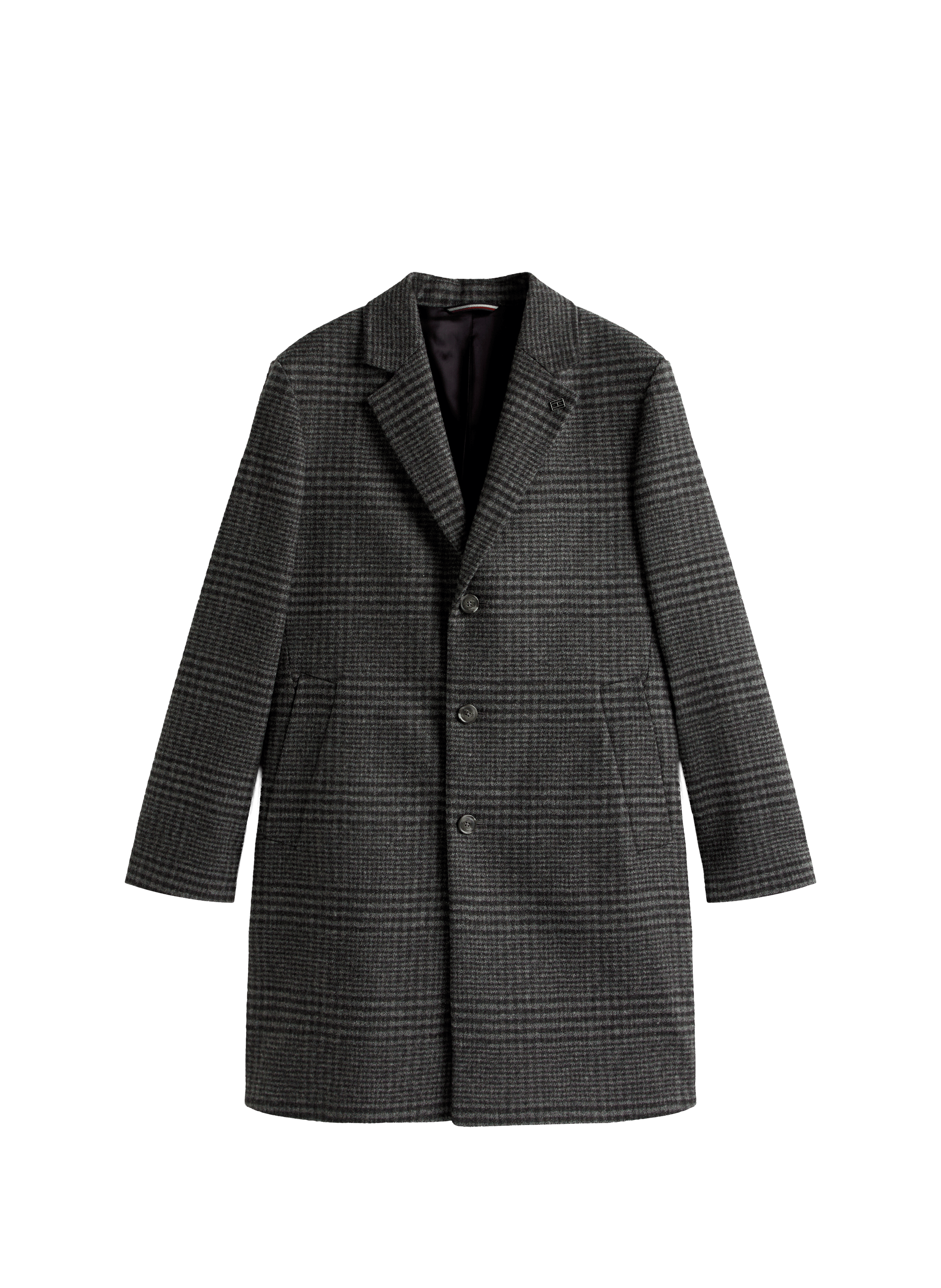 Mid-length checked coat in blended wool TOMMY HILFIGER Grey