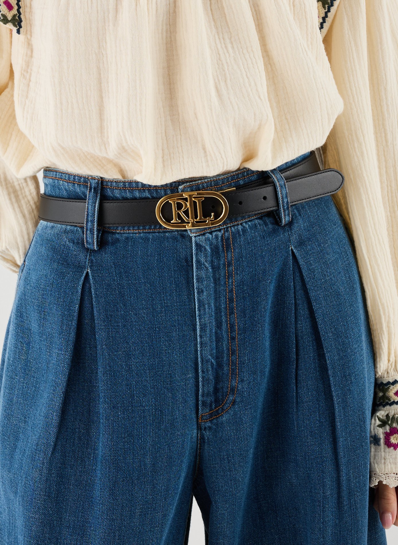 Ceinture ajustable en cuir LAUREN Noir