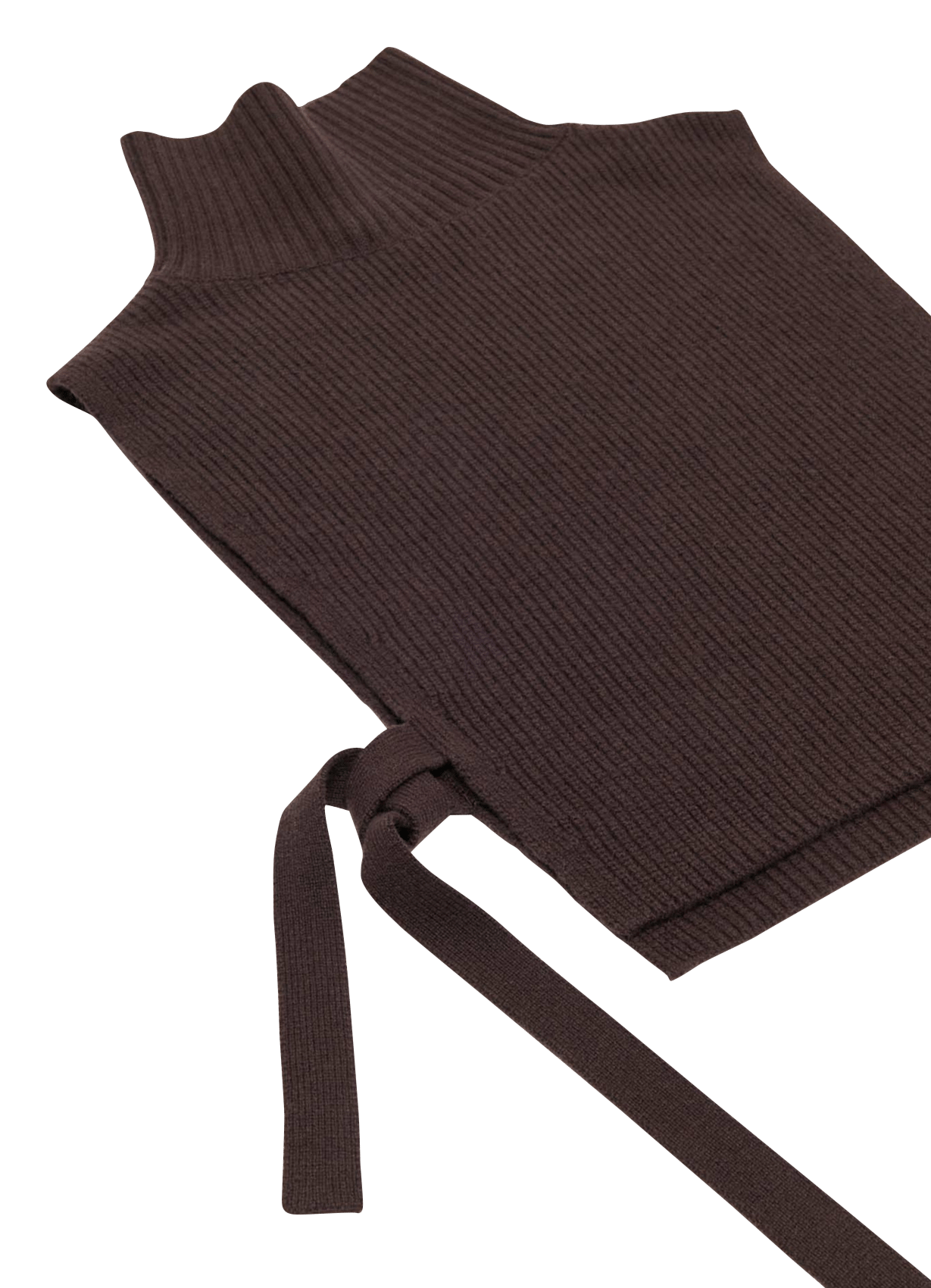 Pull droit col montant en laine et cachemire MAJE Marron