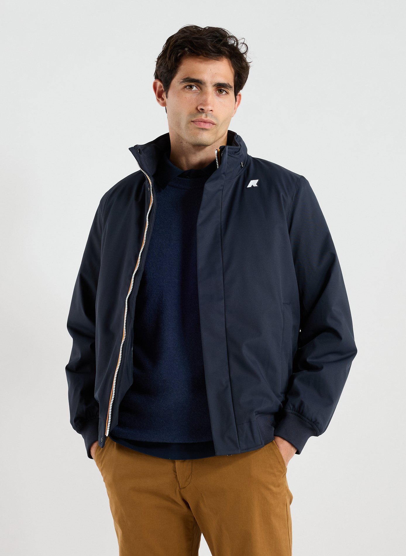 K-WAY Solid color parka with high collar Blue