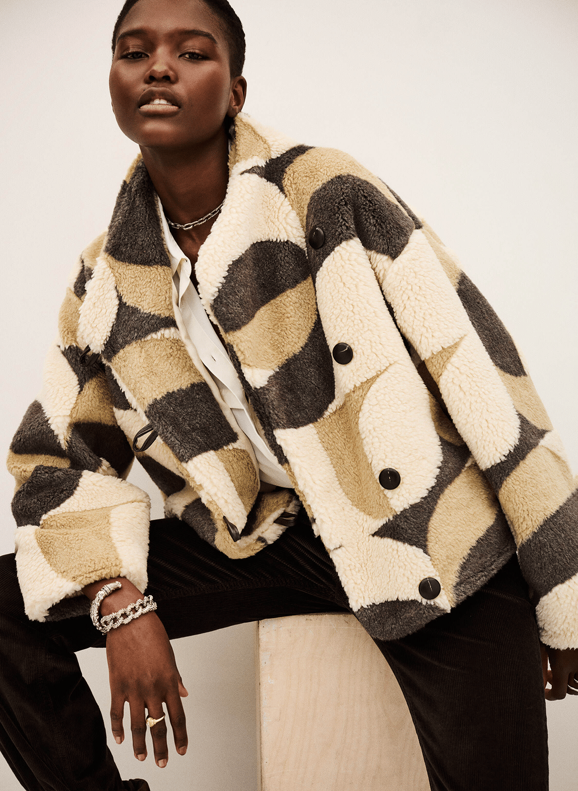 Manteau court oversize col montant futura Beige