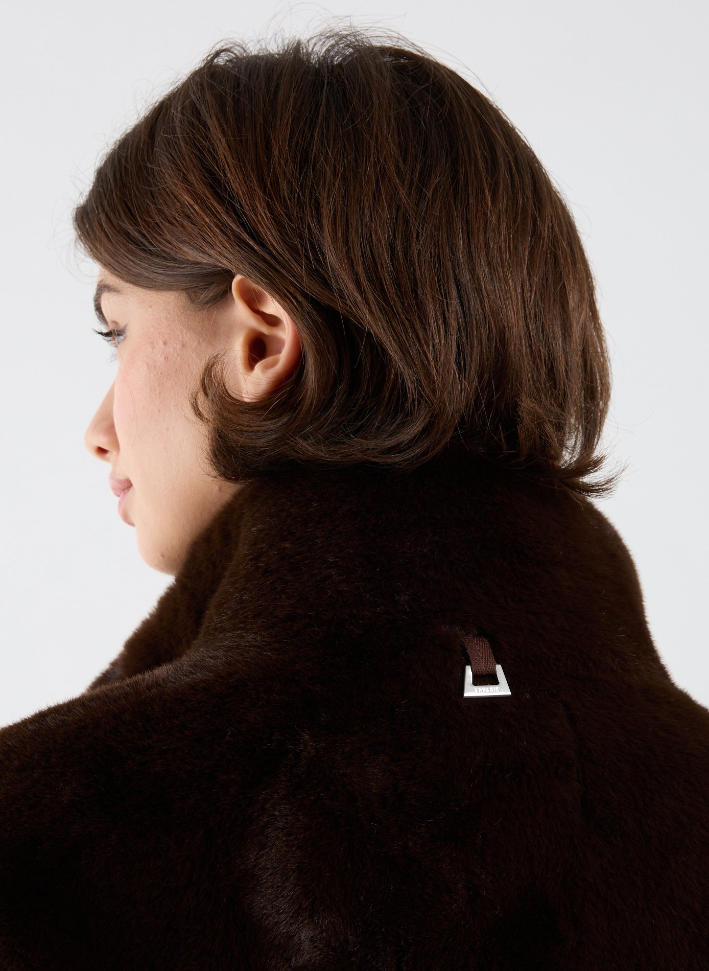 Leopard coat with high neck APPARIS Brown