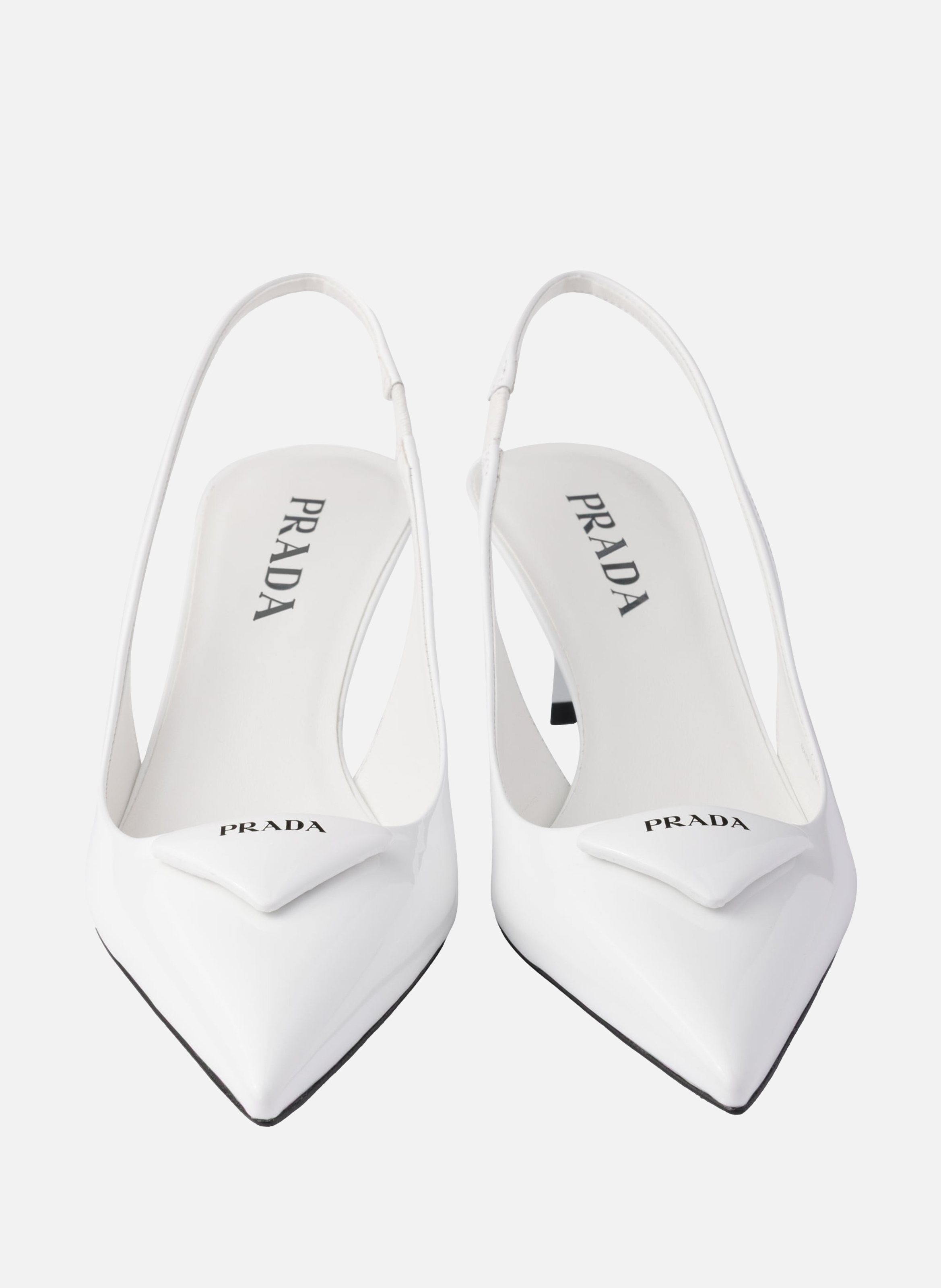 Escarpins à bride arrière en cuir verni PRADA Blanc