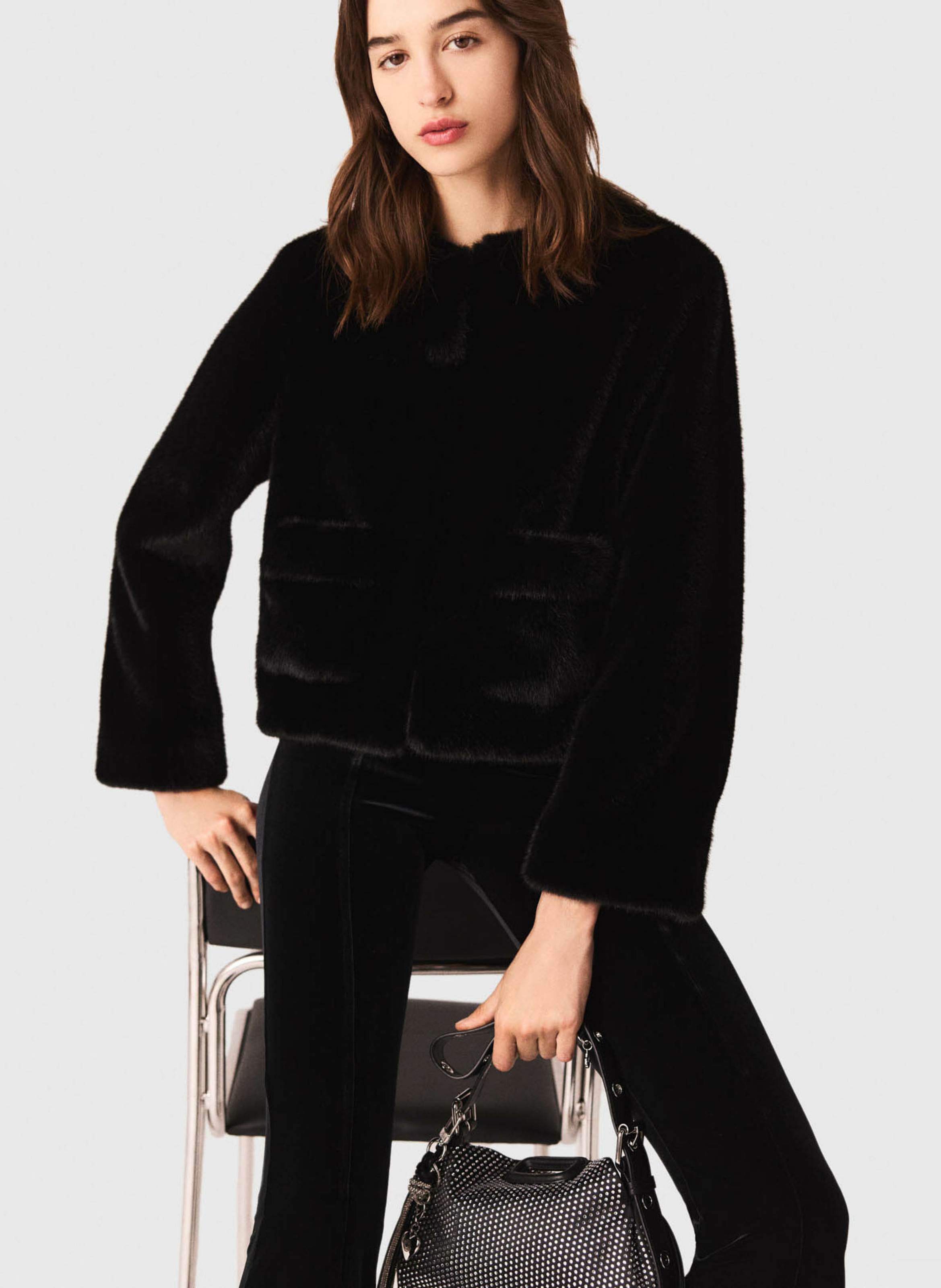 Pantalon flare en velours MAJE Noir