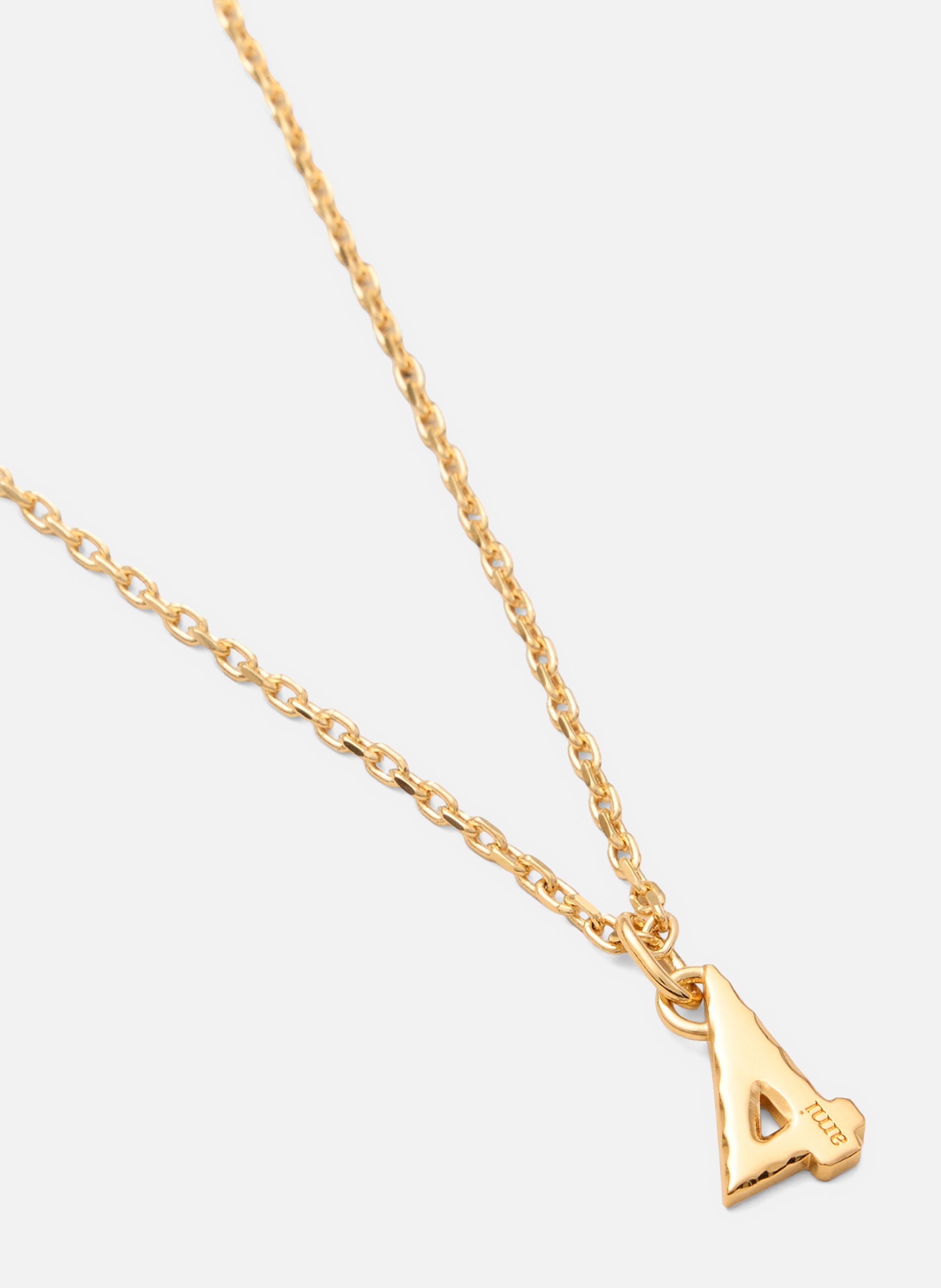 Collier martelé doré pendentif "4" unisexe en laiton AMI PARIS Jaune