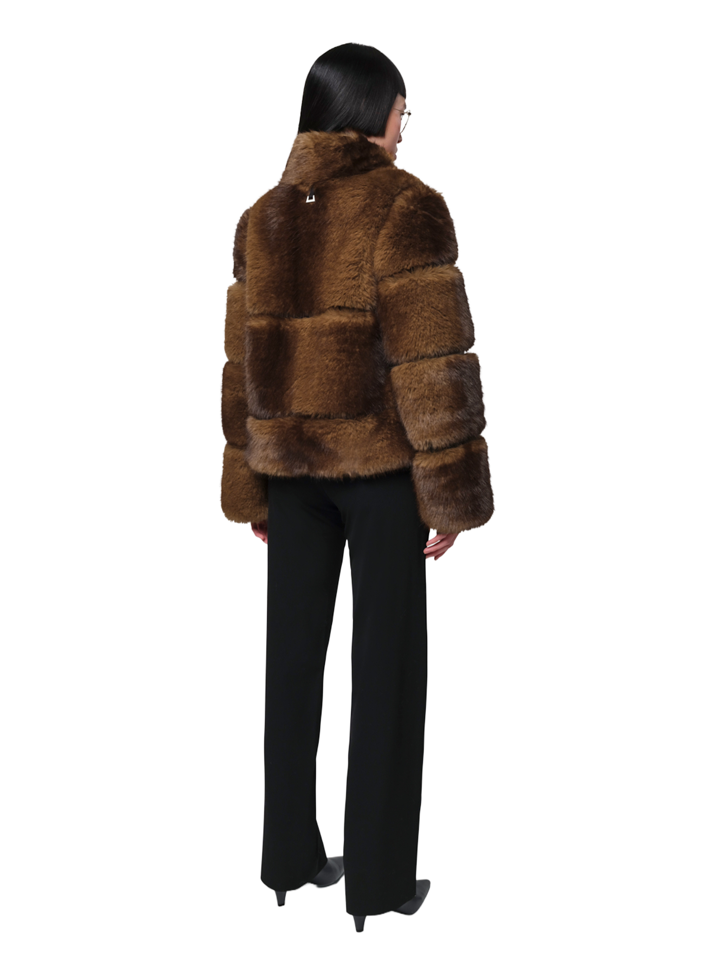 Fur high-neck top APPARIS Brown