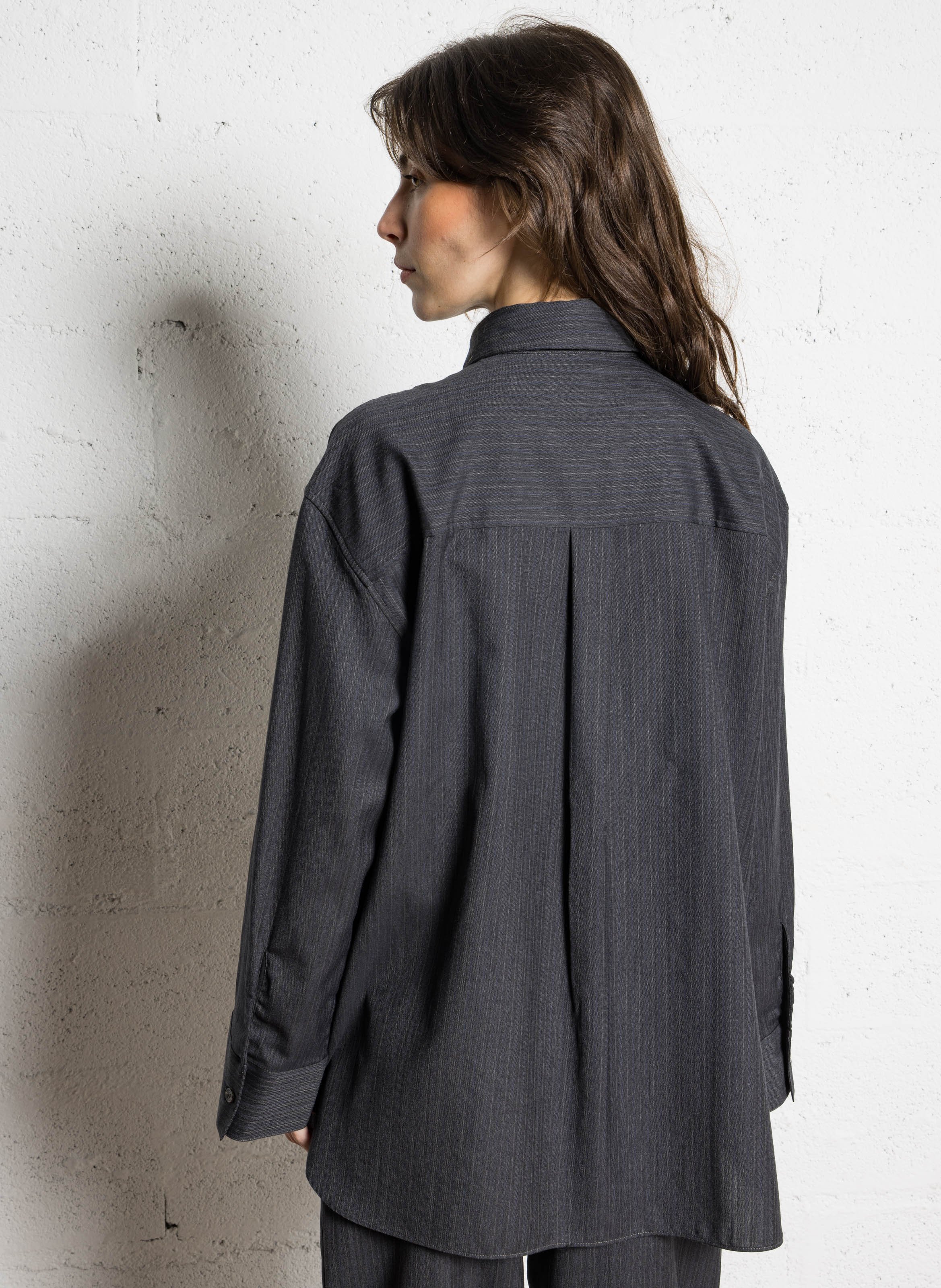 Chemise rayée en laine et en coton mélangés filipa SOEUR Gris