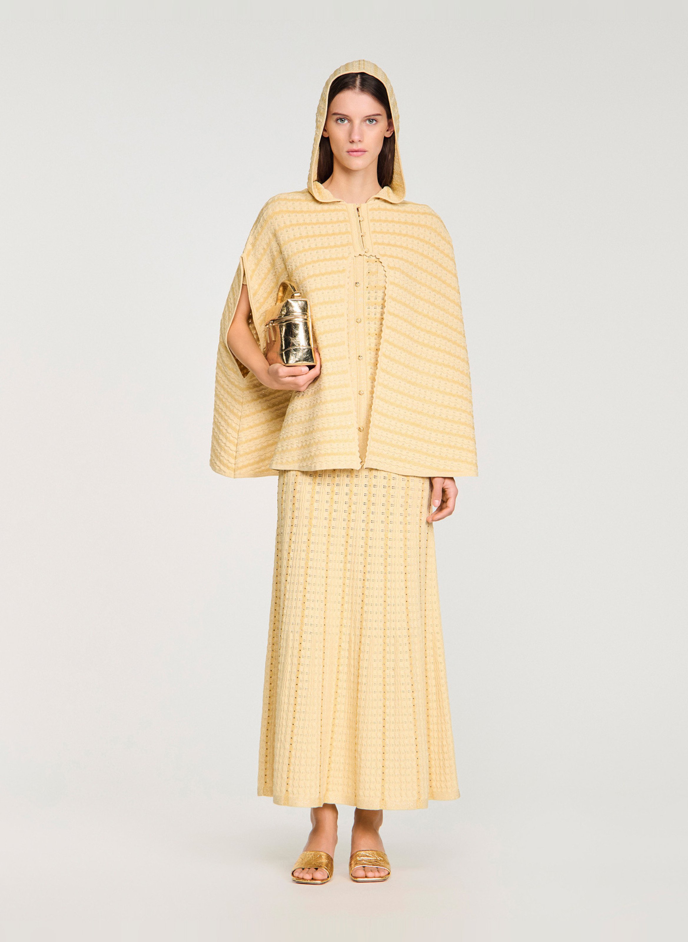 Cape oversize en maille strassée SANDRO Doré