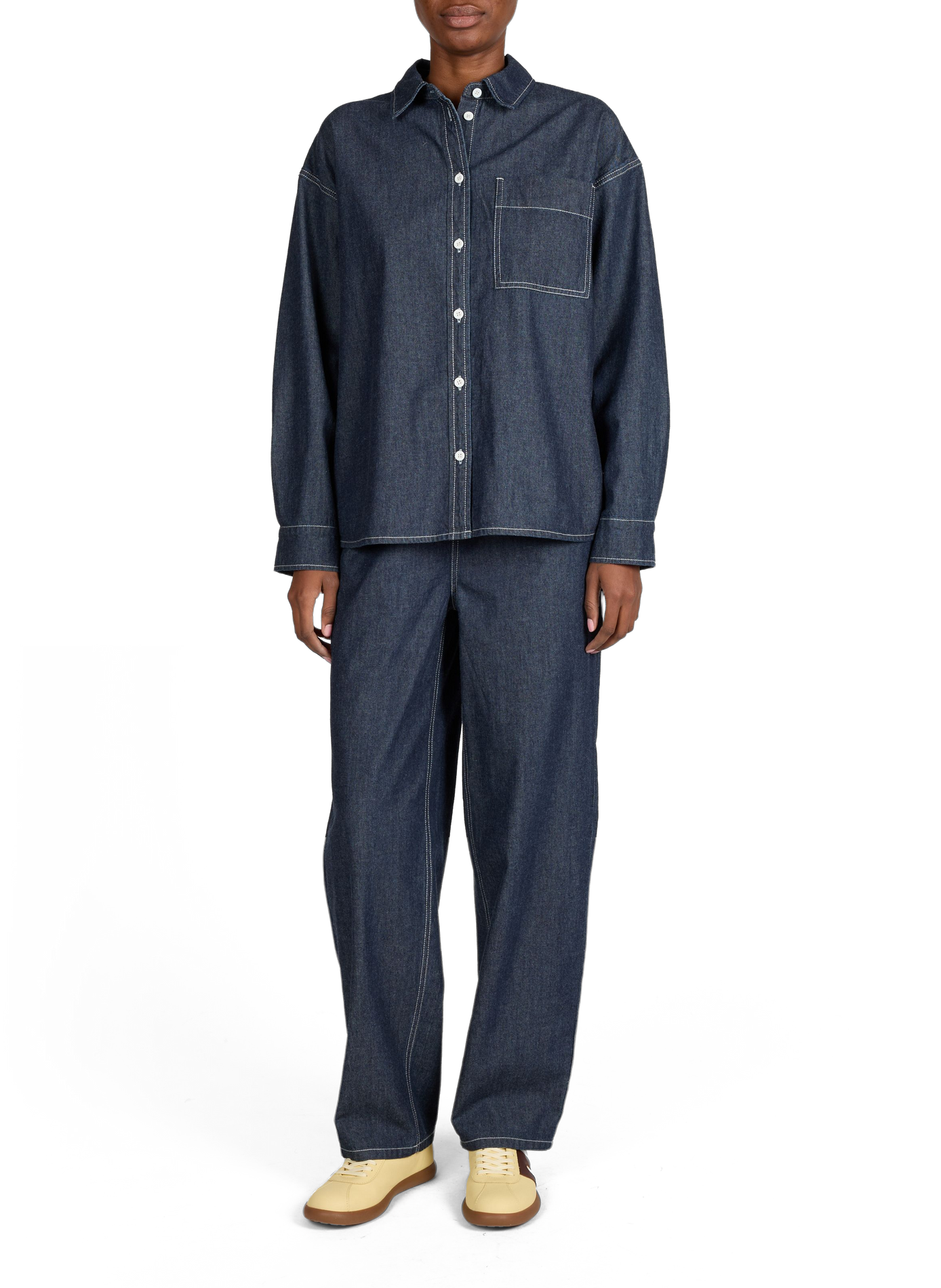 Denim shirt with stitching OBJECT Blue