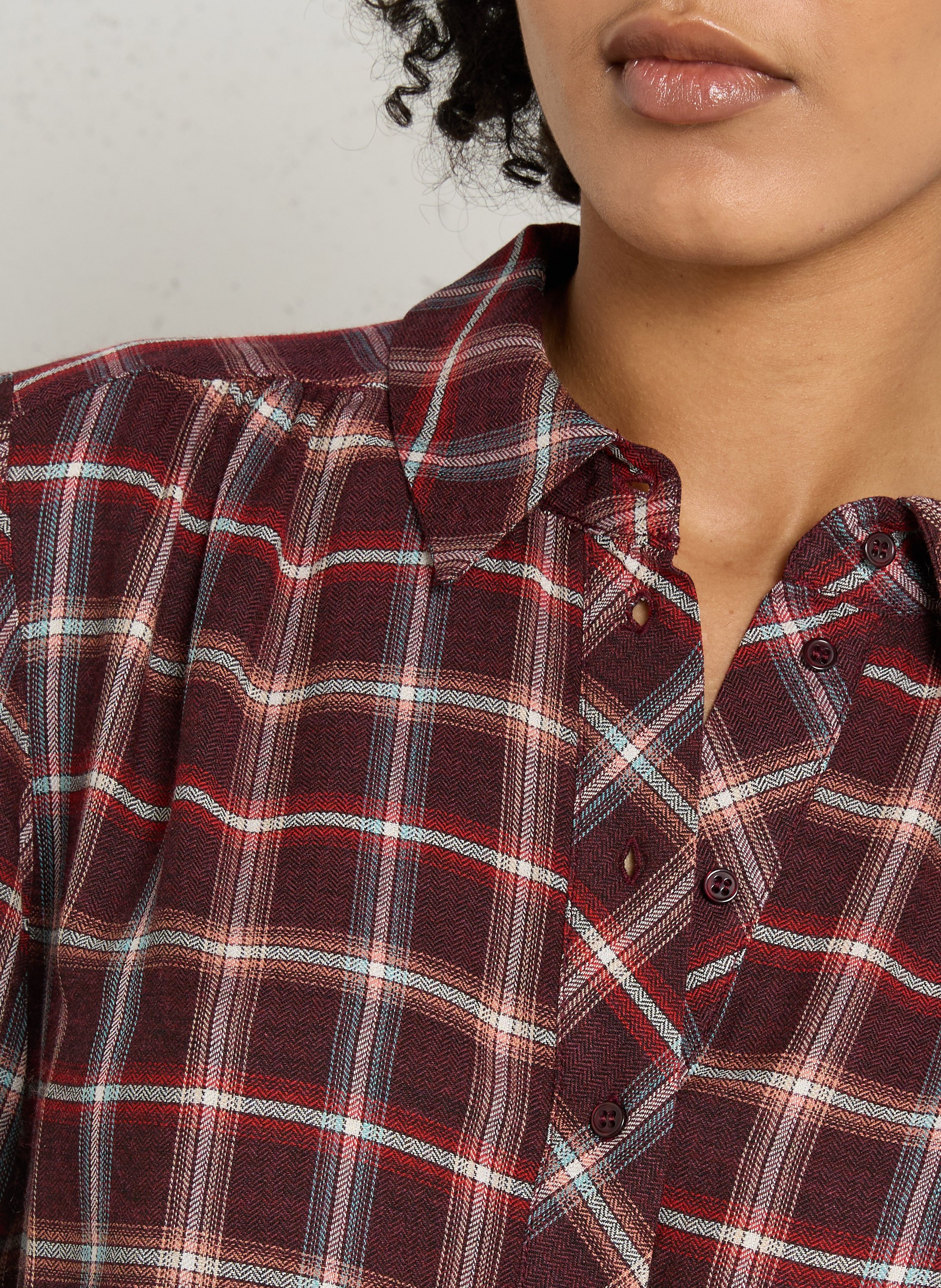 Blouse droite col classique à carreaux babylon MAISON 123 Rouge