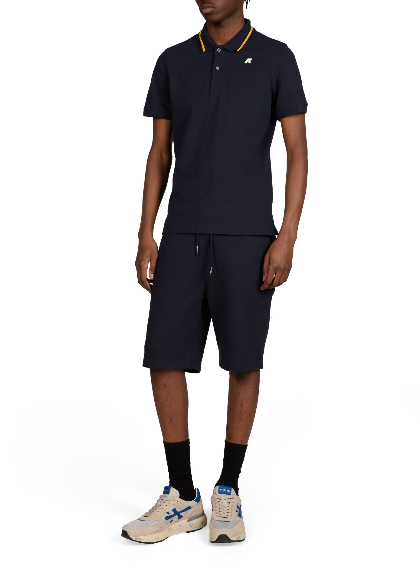 Short à cordons en coton mélangé K-WAY Bleu