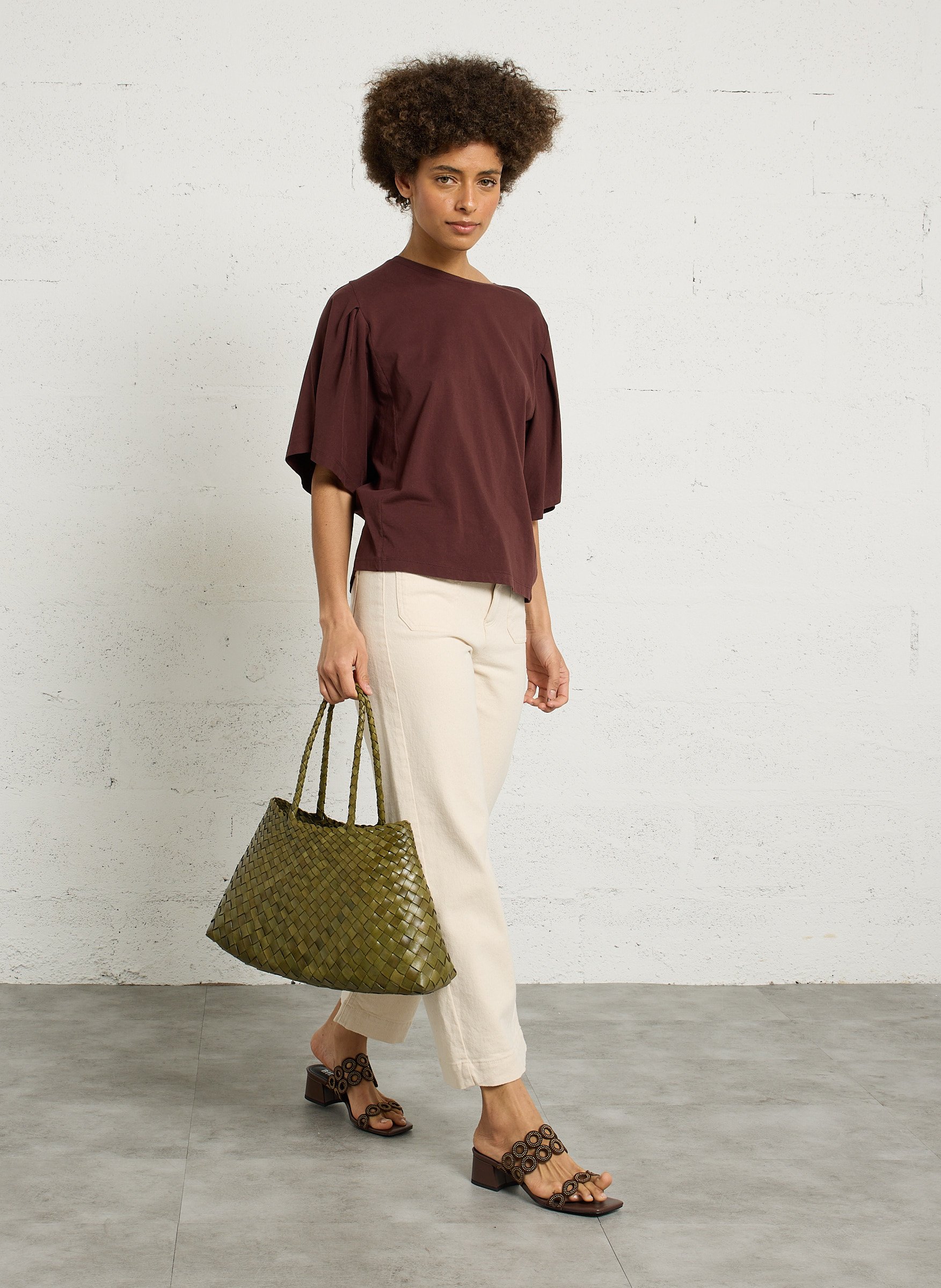 Tee-shirt oversize col rond en coton loreen MAISON 123 Rouge