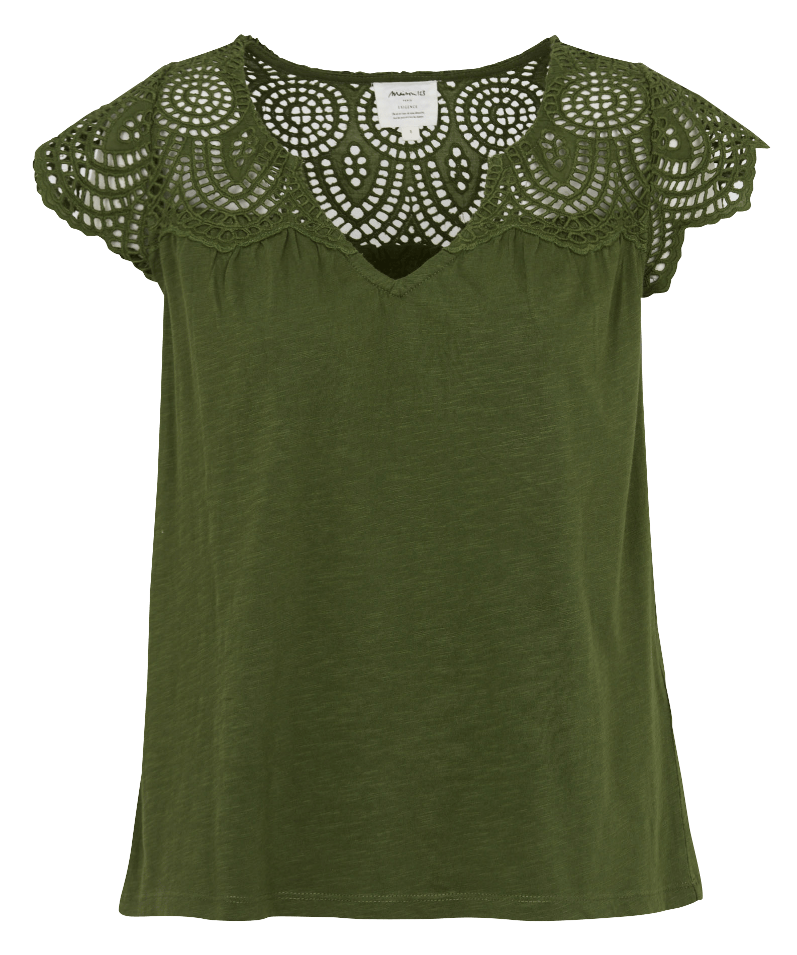 Top col v en coton lilou MAISON 123 Vert