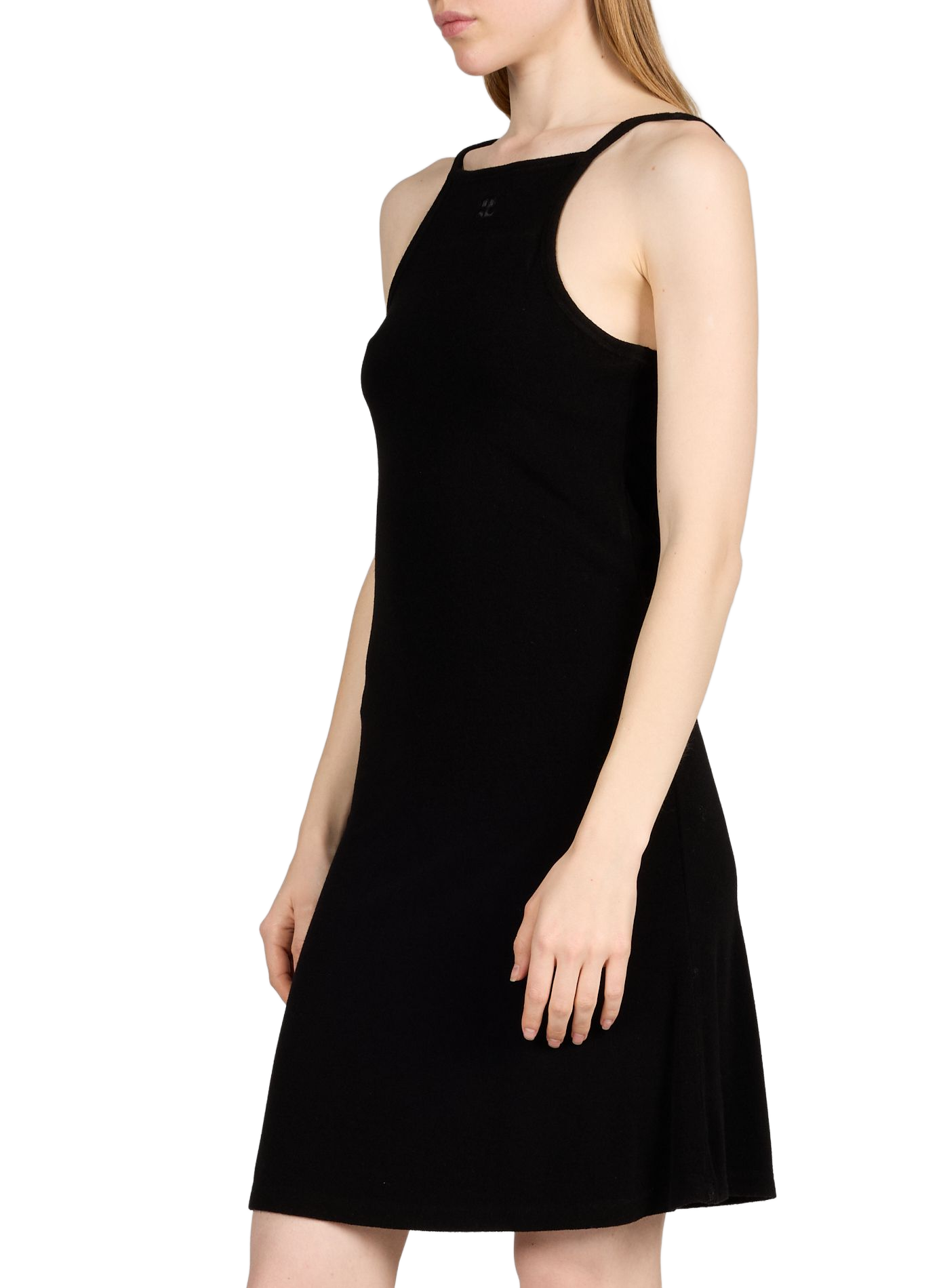 Robe courte encolure américaine COURRÈGES Noir
