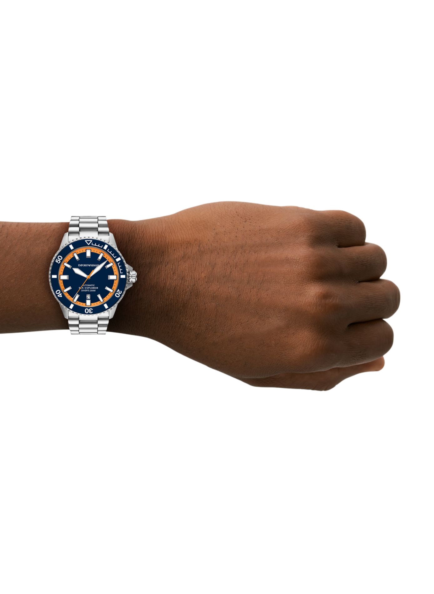 Montre automatique Sea Explorer en acier inoxydable ARMANI MONTRES Bleu