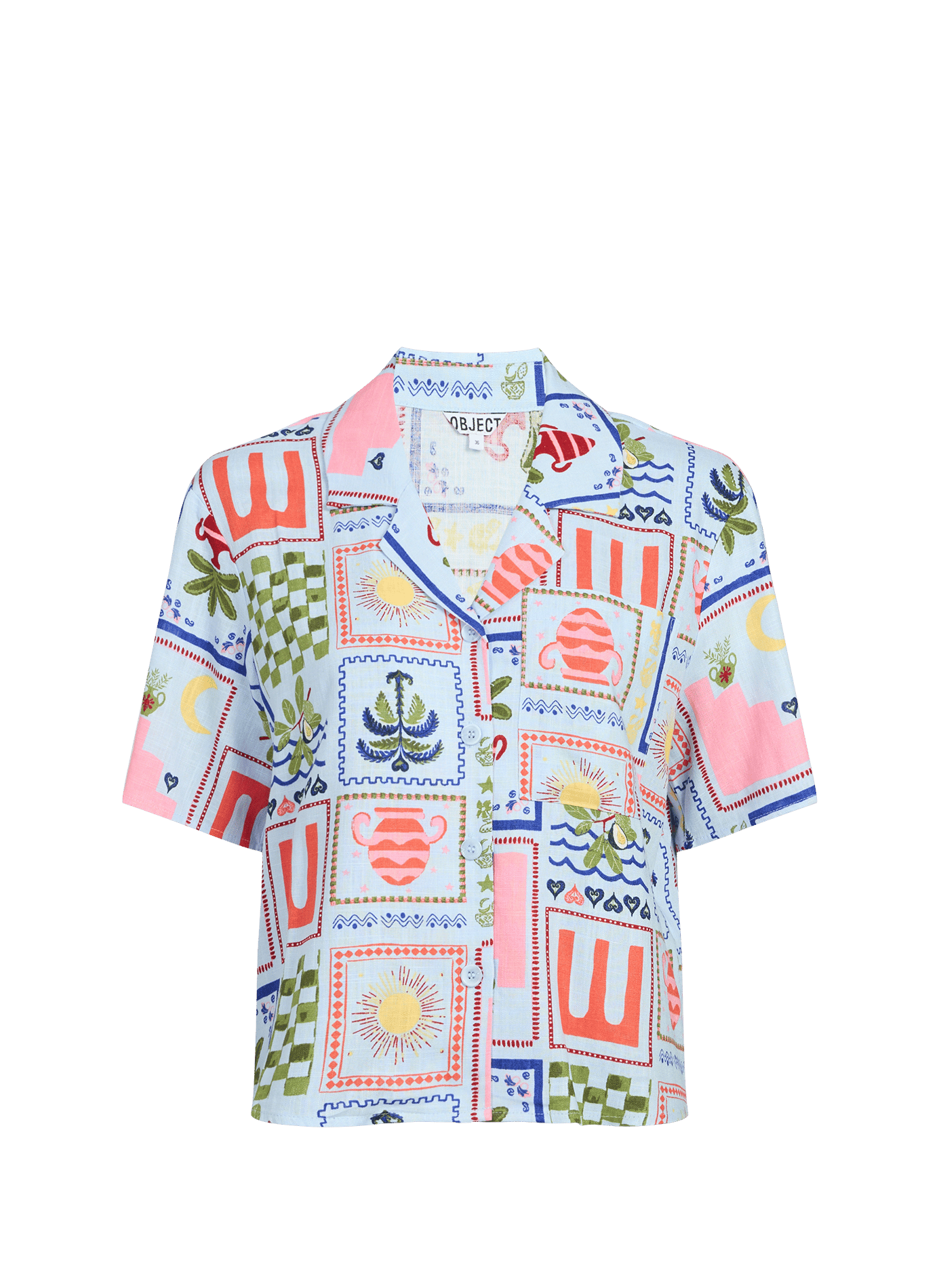 Camisa estampada de manga corta OBJECT Azul