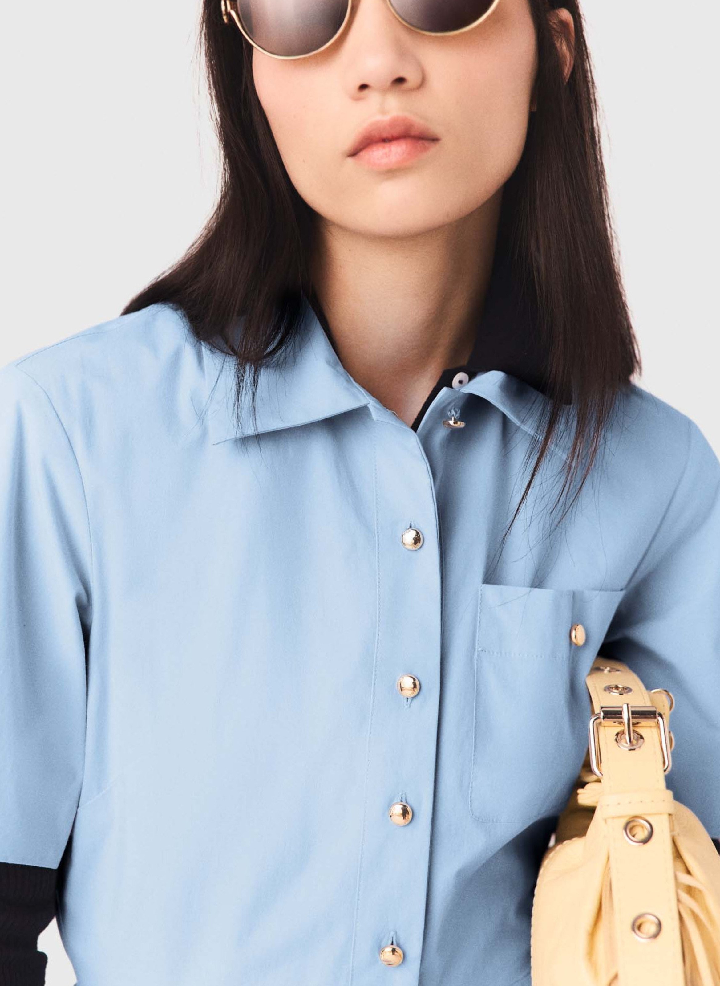 Robe courte évasée en coton mélangé Bleu