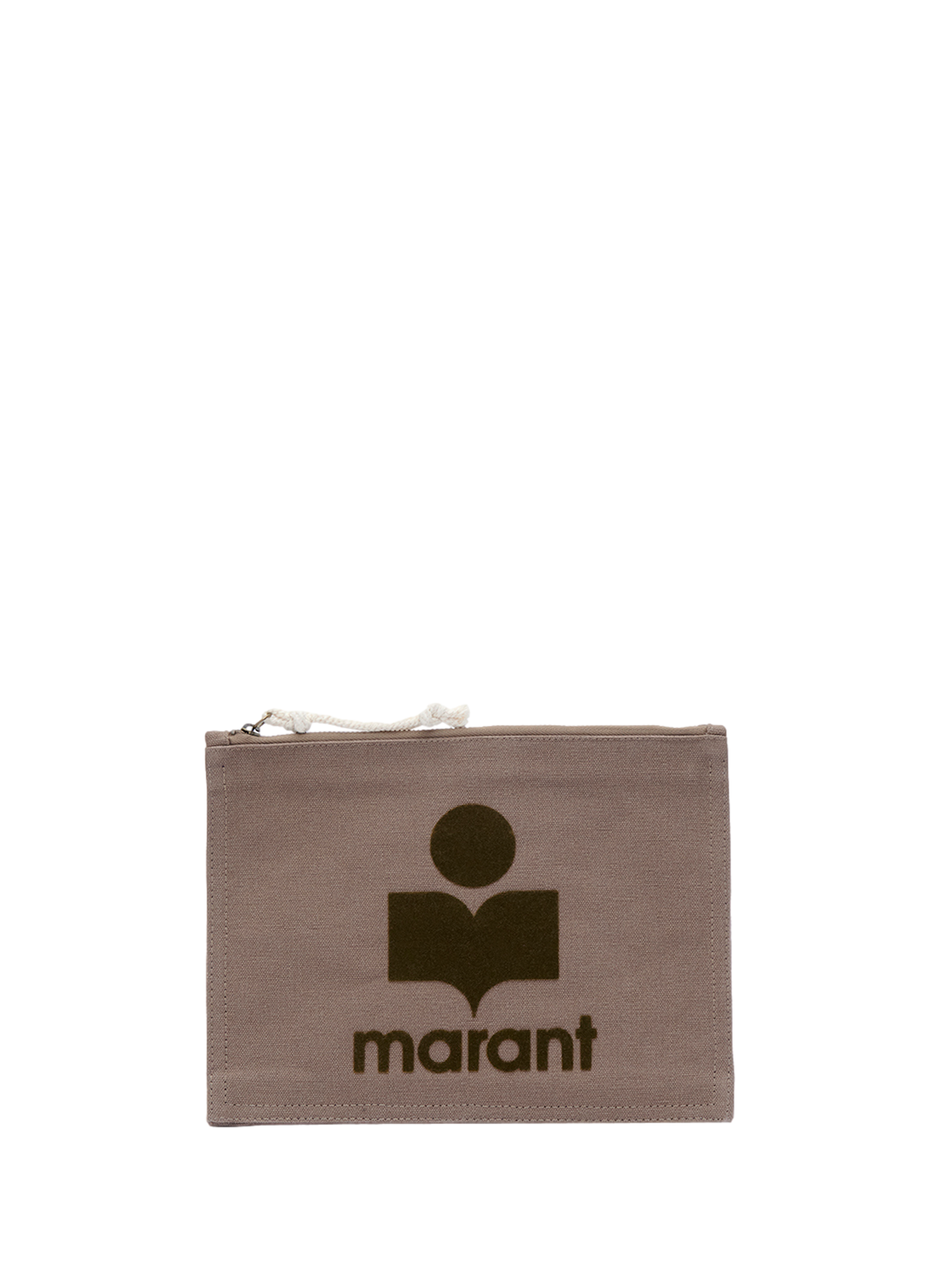 Netia washed cotton logo clutch ISABEL MARANT Khaki