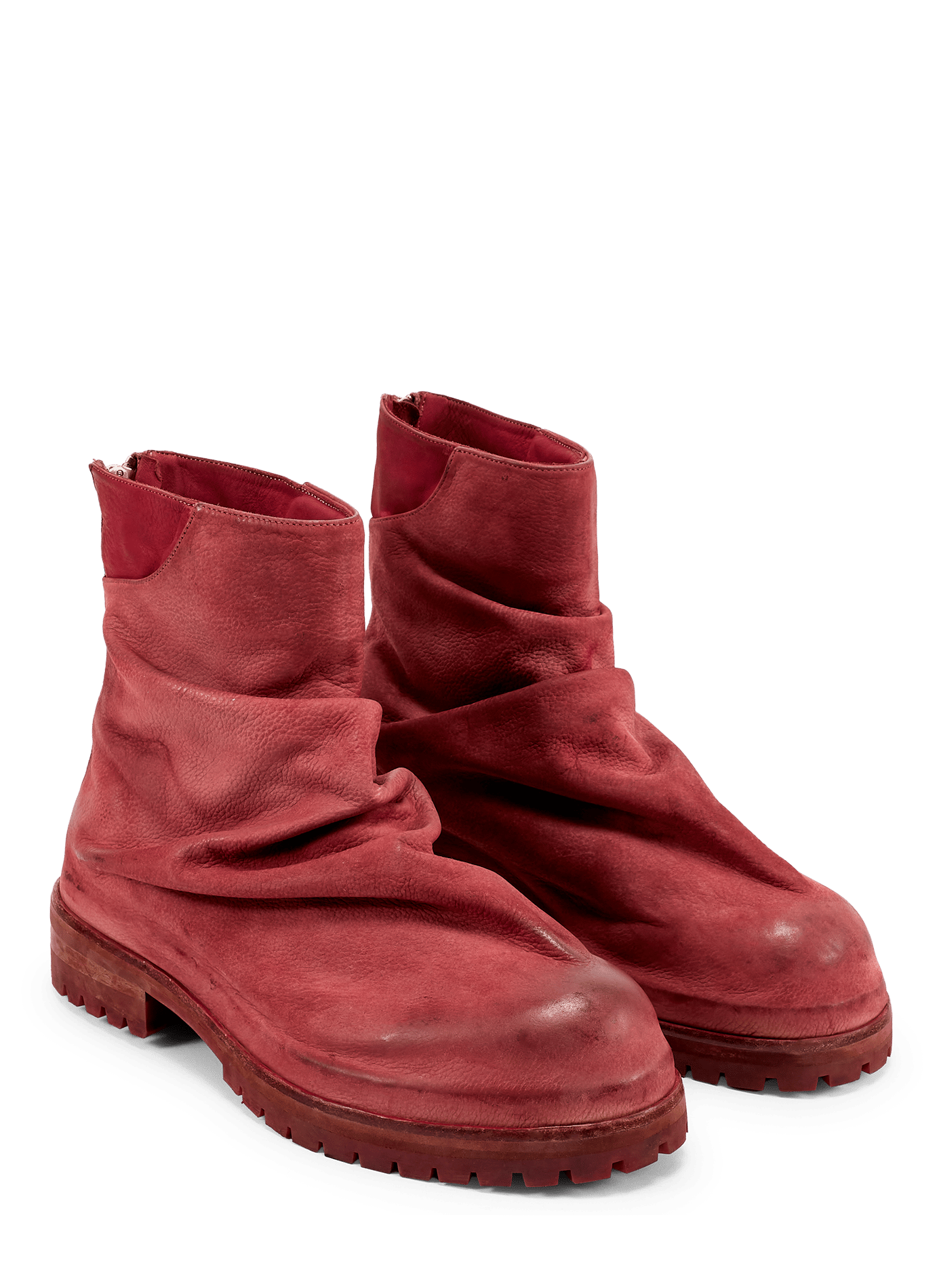 Bottines Marathon aspect délavé en cuir  424 Rouge