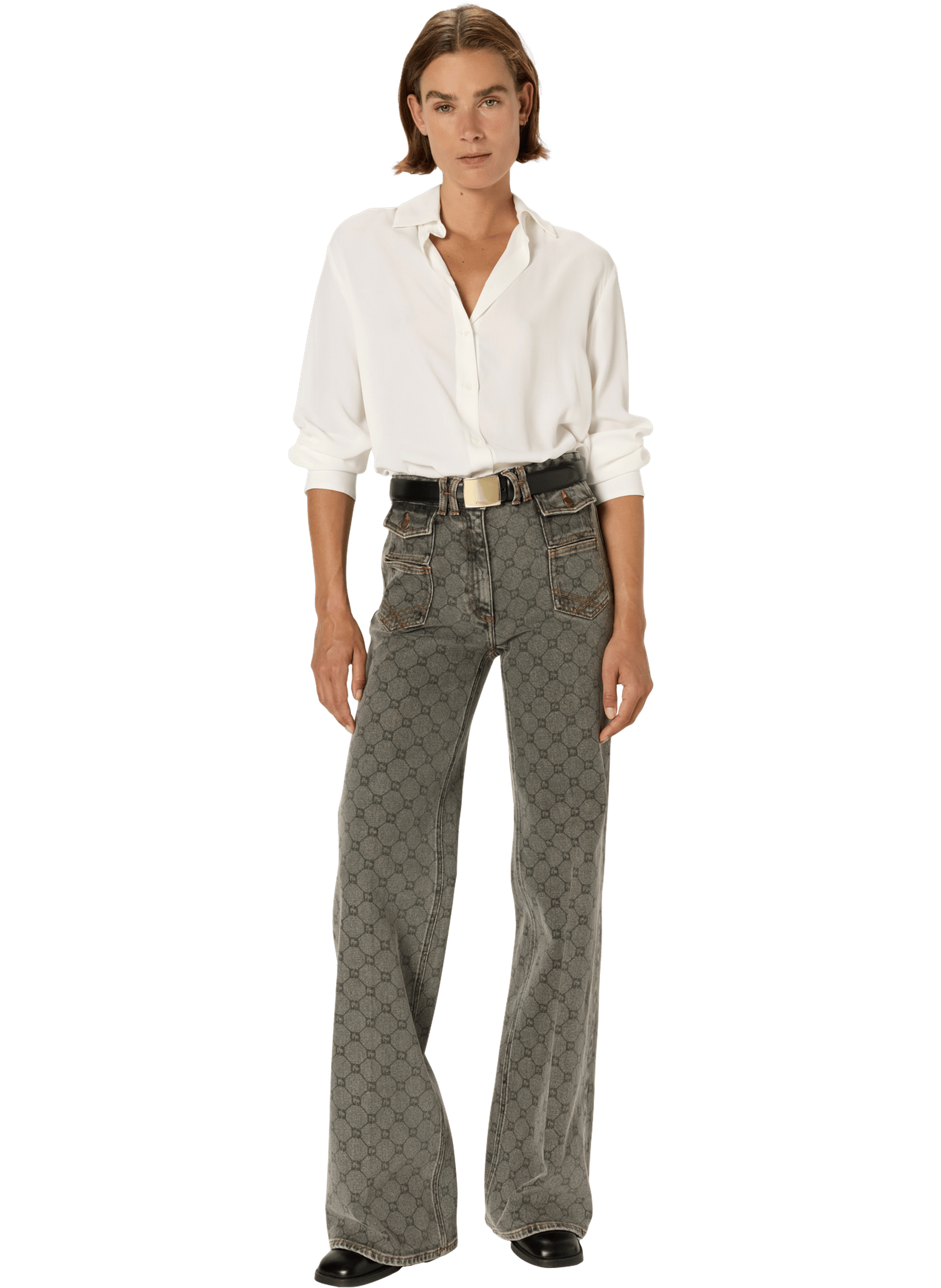 Jean flare à monogramme - anna GERARD DAREL Gris