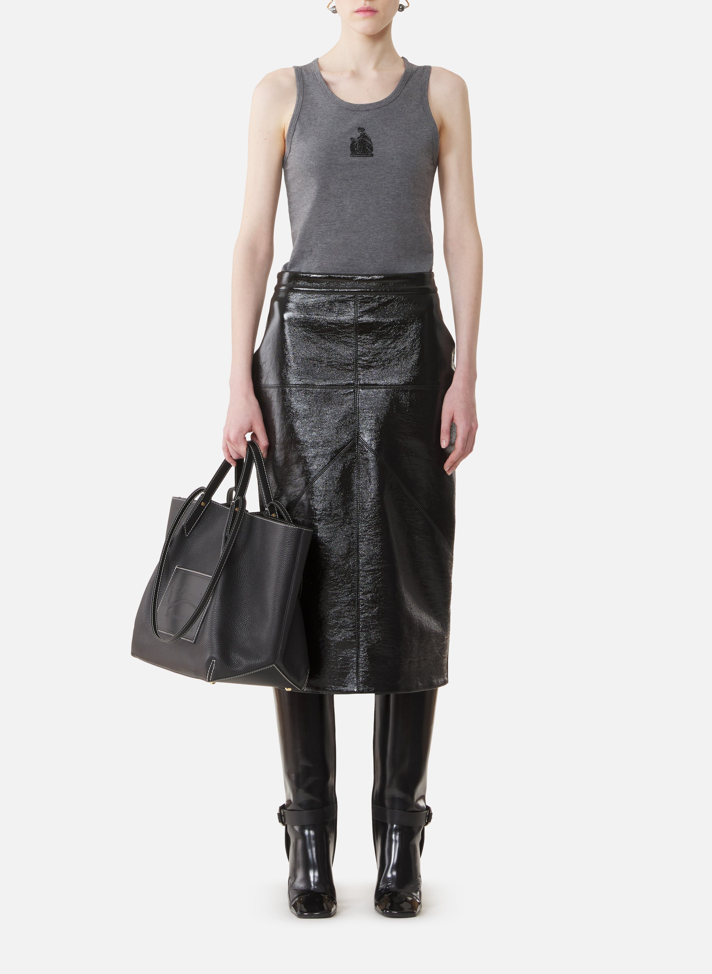 Débardeur brodé la mère et l'enfant en jersey LANVIN Gris