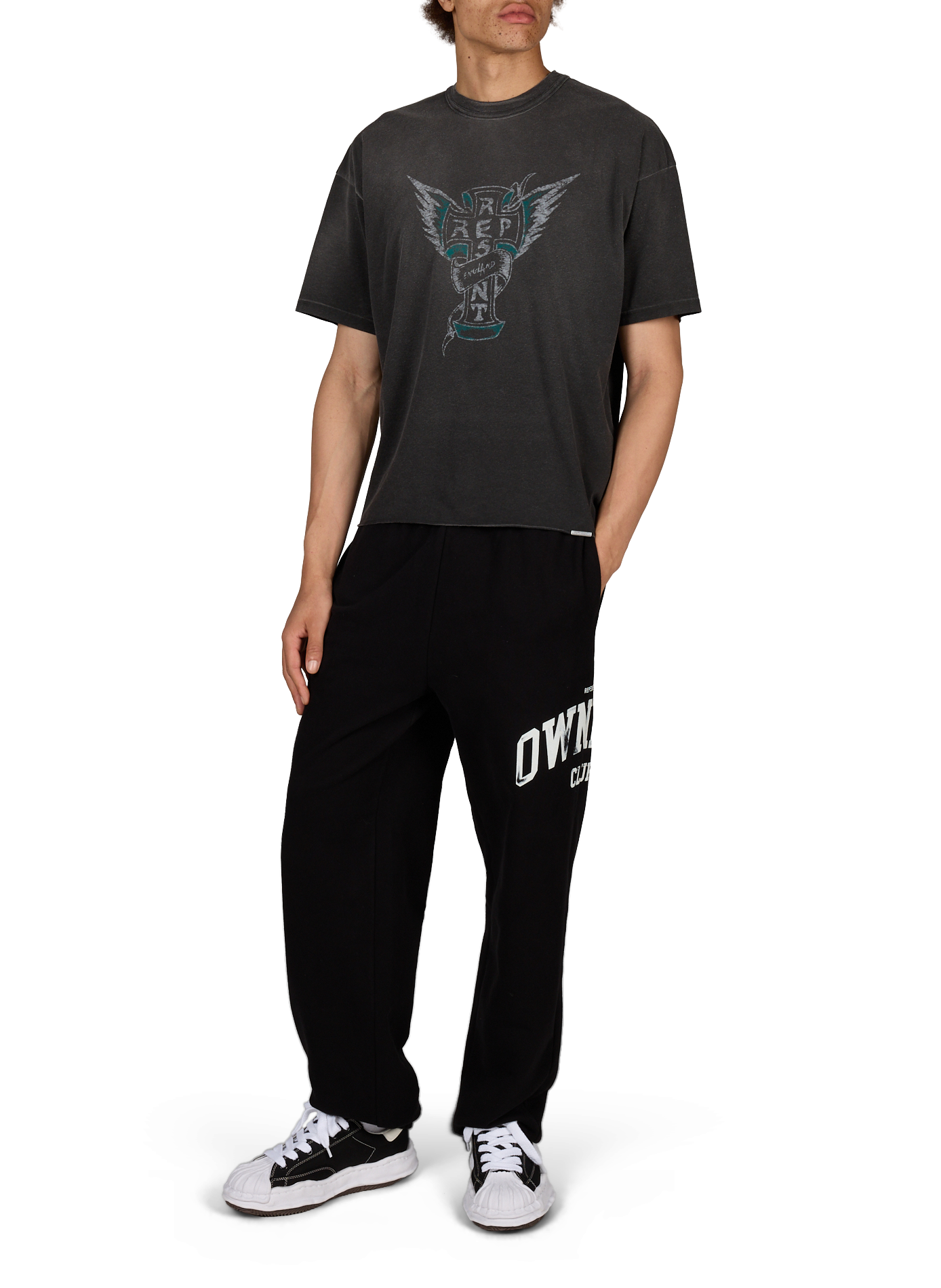 Cotton-blend round-neck T-shirt REPRESENT Black