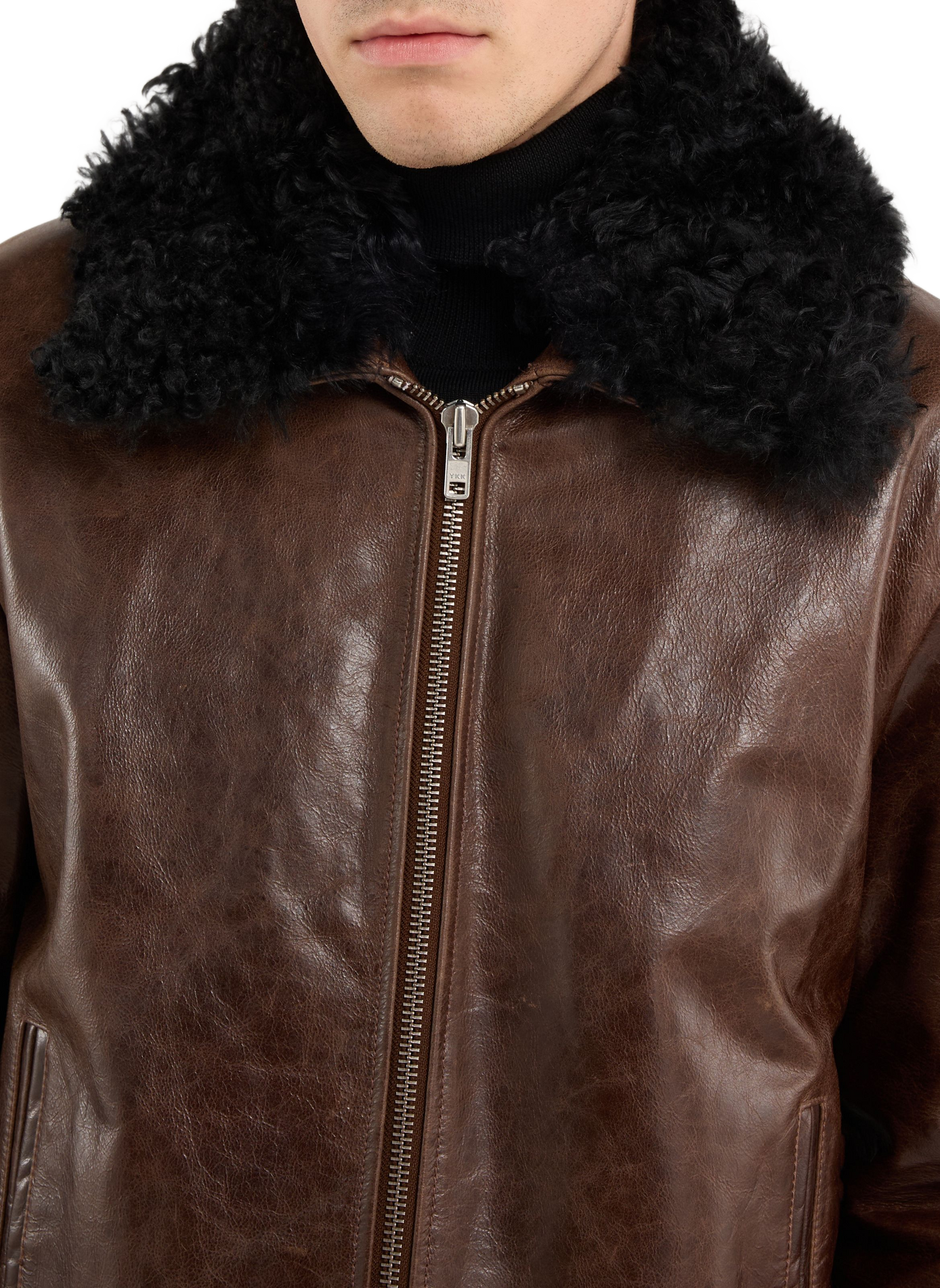 Izzy leather jacket with fur collar SAISON 1865 Brown