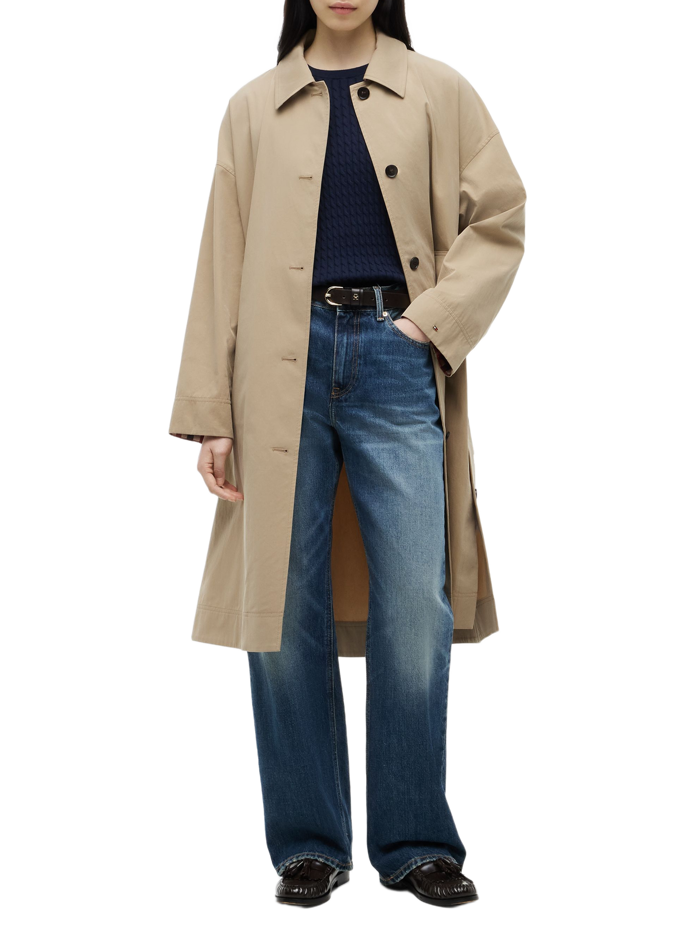 Classic collar trench coat in blended cotton TOMMY HILFIGER Beige