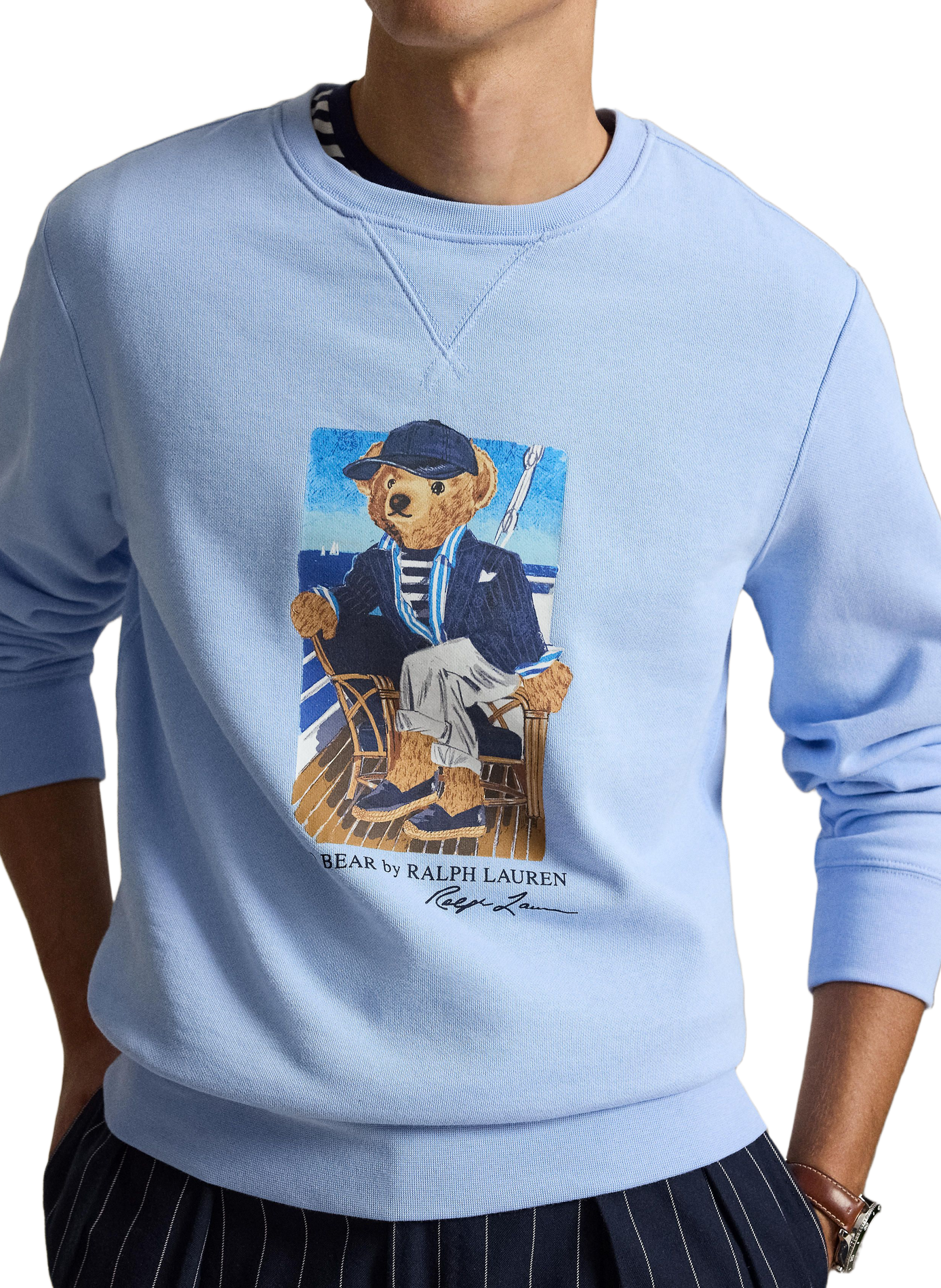 Sweat col rond Polo Bear en coton mélangé POLO RALPH LAUREN Bleu