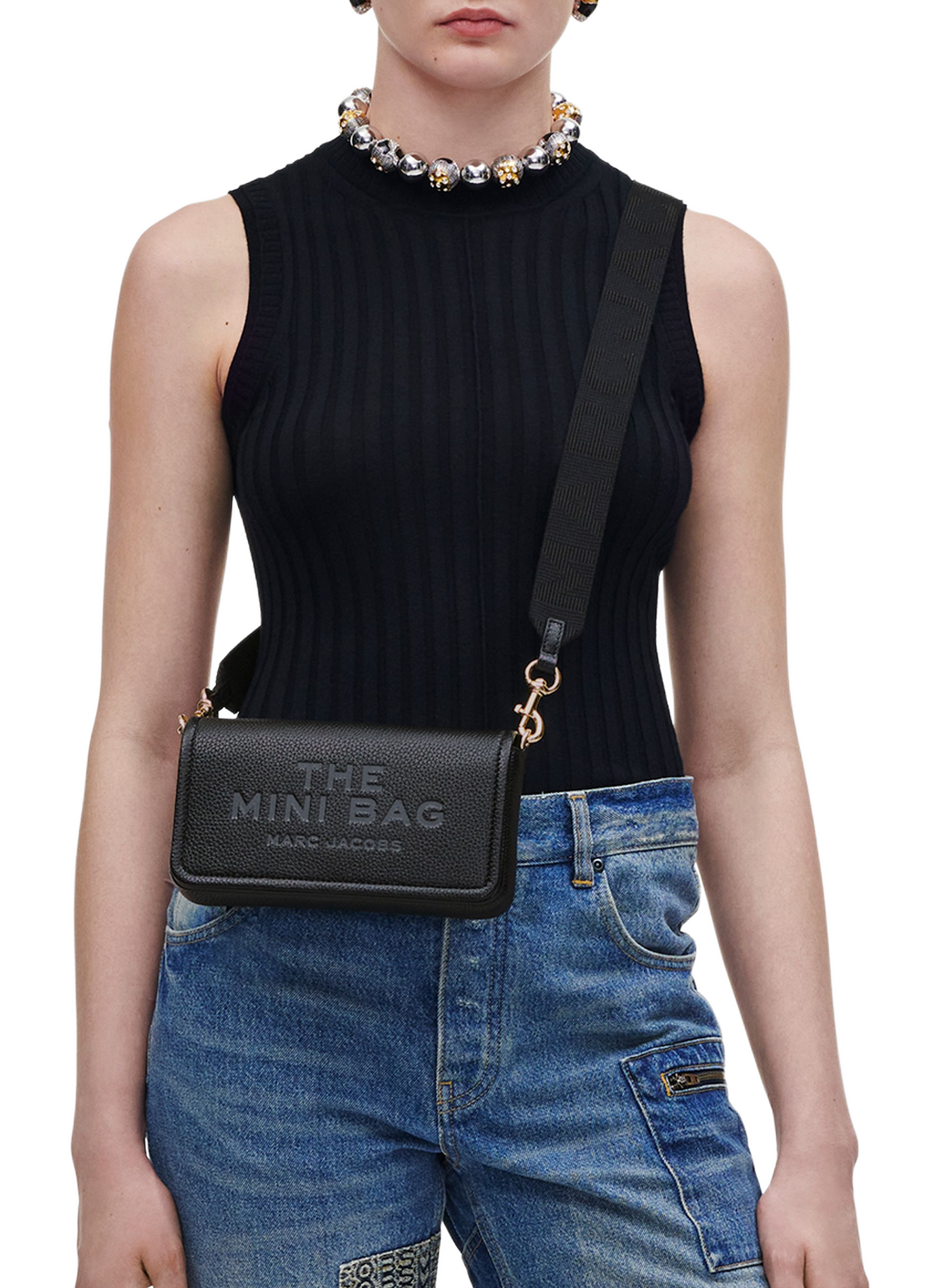 The Leather Mini Shoulder Bag in leather | Black MARC JACOBS Women