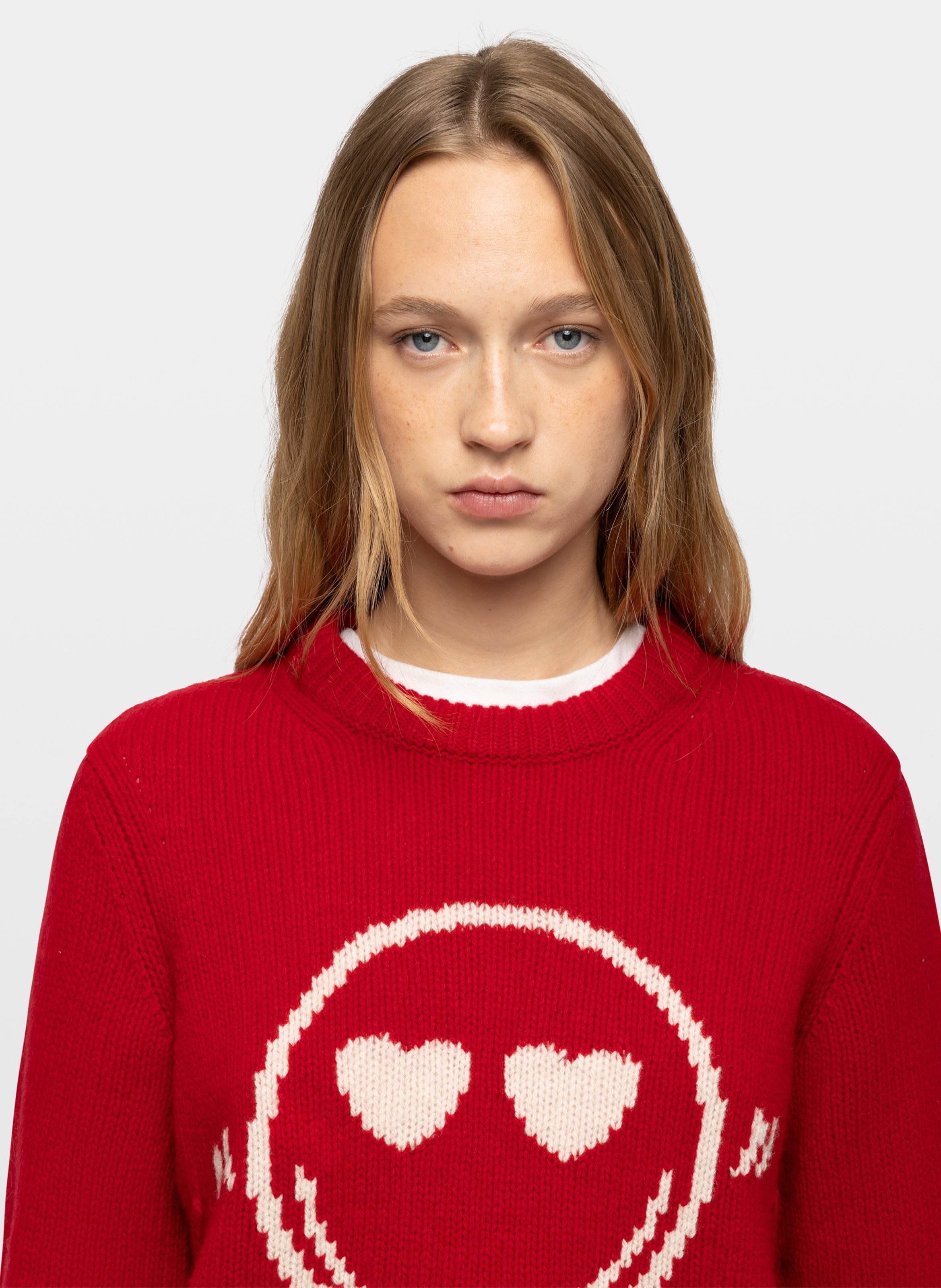 Pull col rond droit imprimé en laine malty ZADIG&VOLTAIRE Rouge