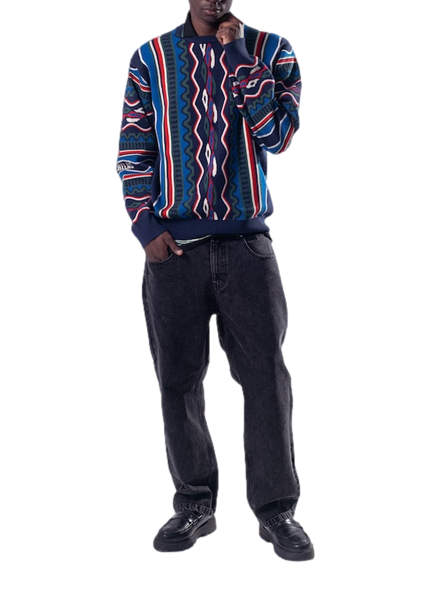 Gerade geschnittener Pullover mit Rundhalsausschnitt und Print HELAS CAPS Blau