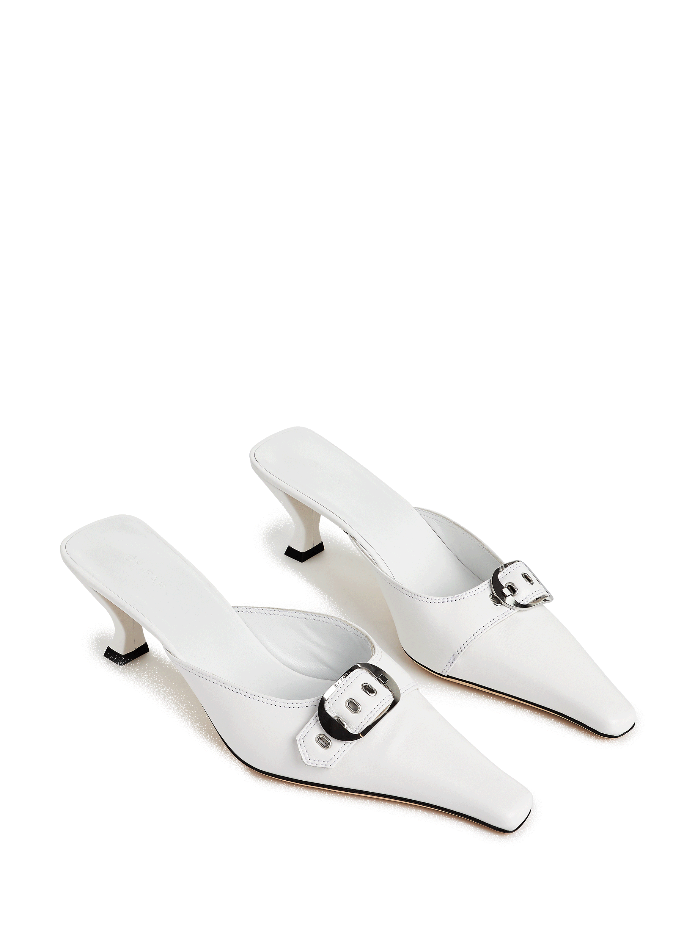 Mules Evelyn en cuir BY FAR Blanc