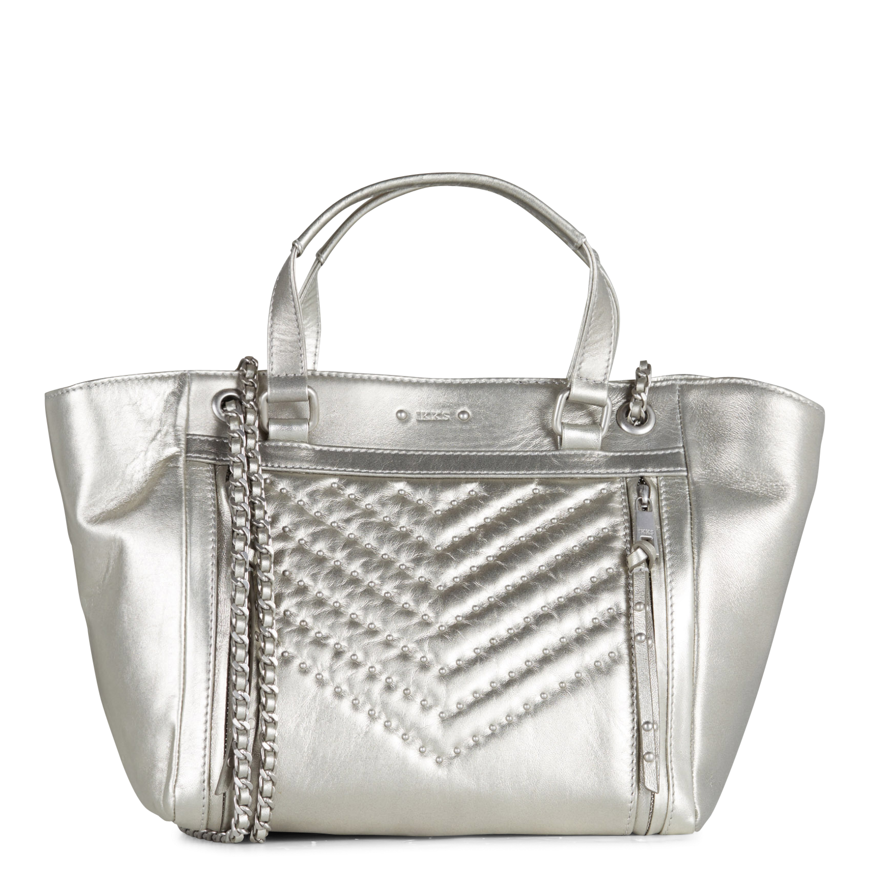 Petit cabas en cuir métallisé