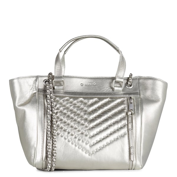 Petit cabas en cuir métallisé